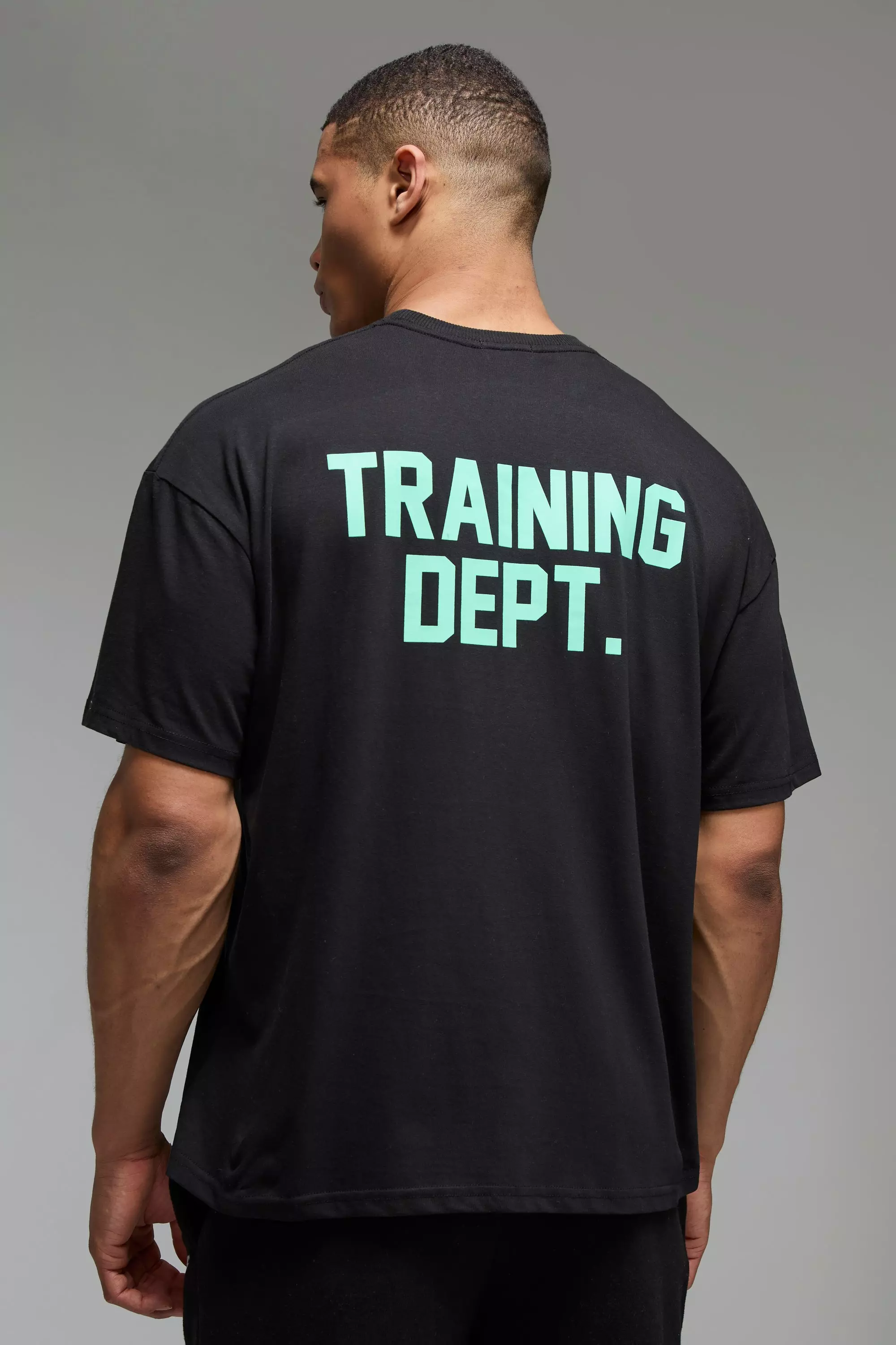 T-Shirt Oversize Man Active Training Dept, Black immagine alternativa