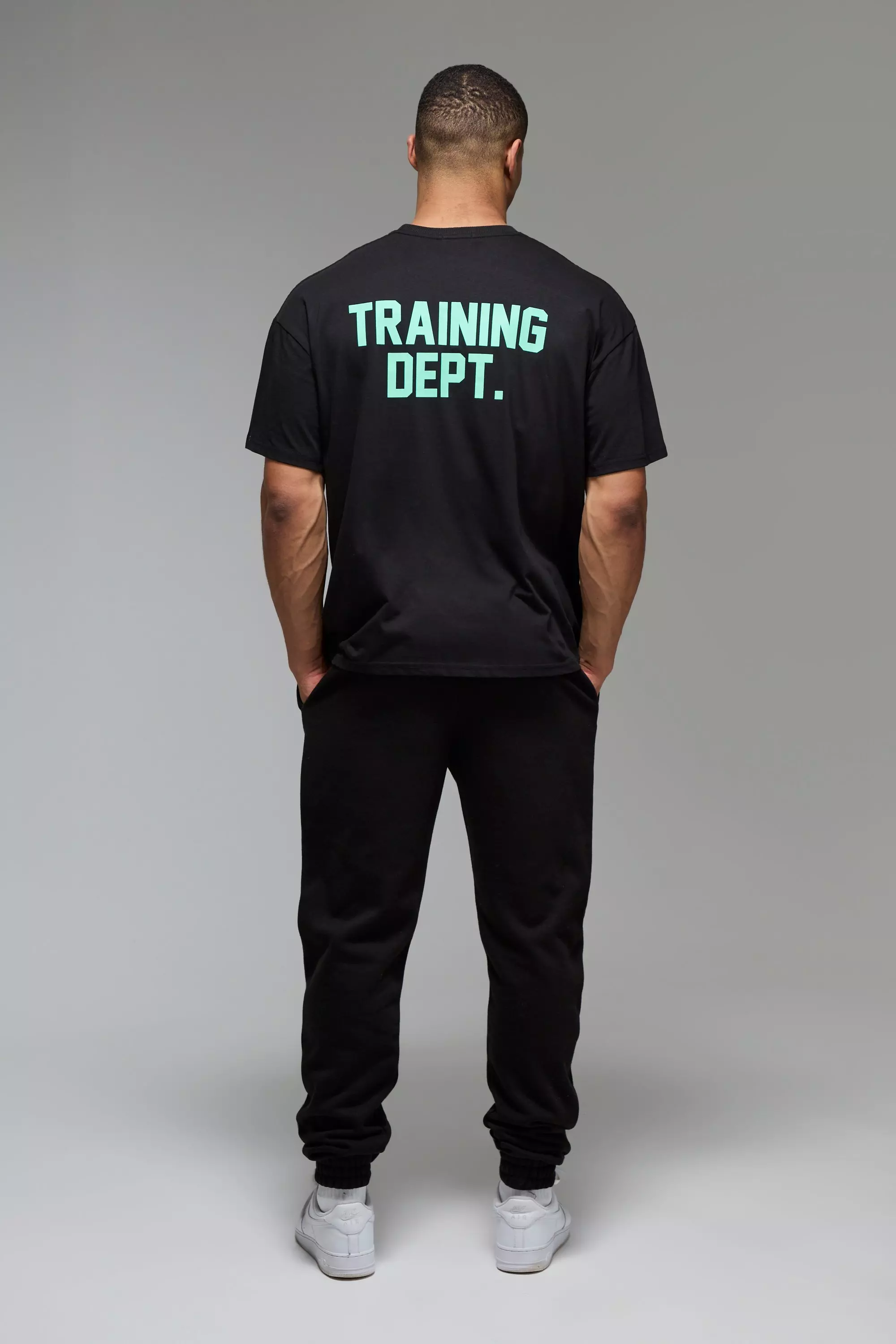 T-Shirt Oversize Man Active Training Dept, Black immagine alternativa