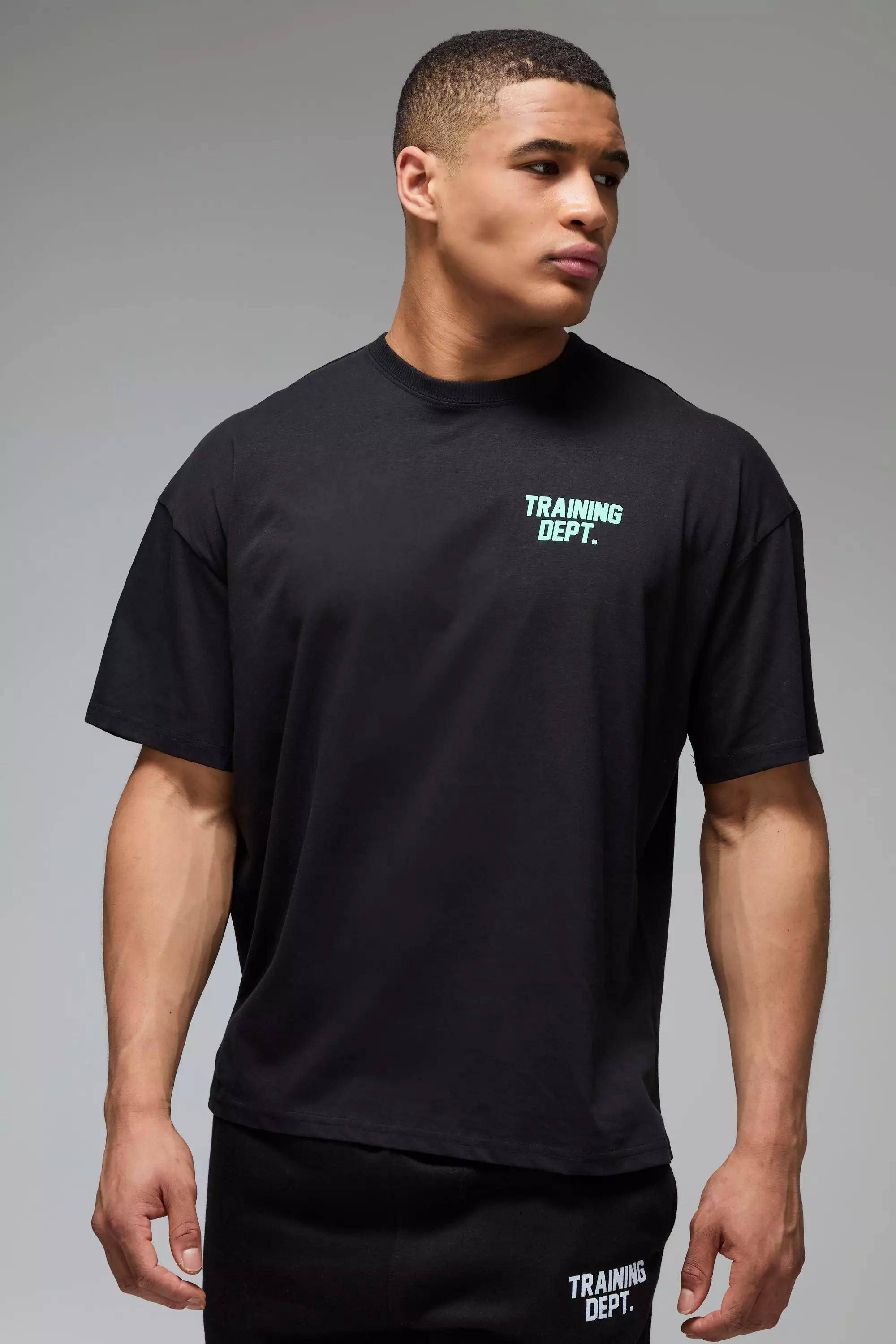 T-Shirt Oversize Man Active Training Dept, Black immagine alternativa