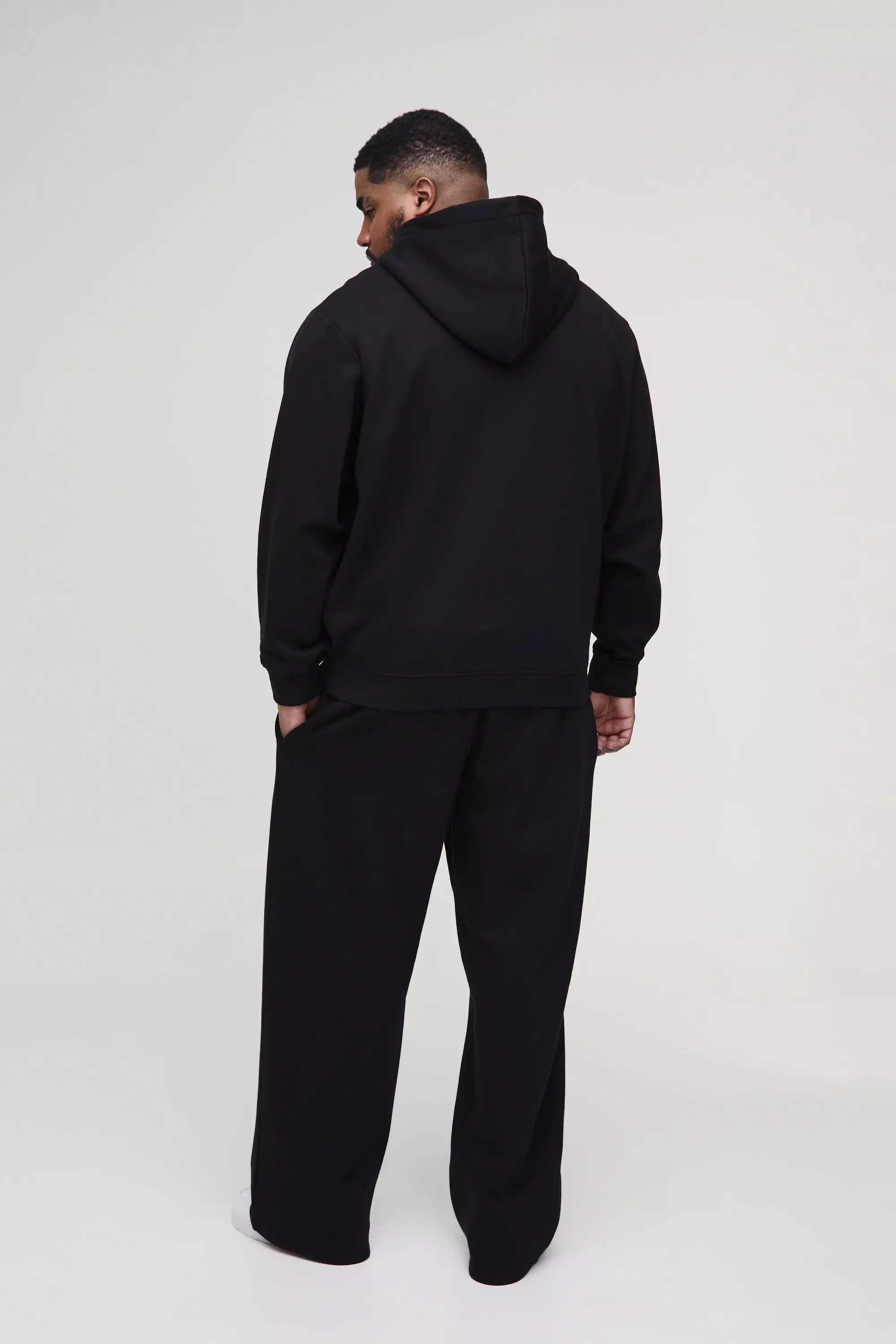 Plus Hoodie mit Rippen-Stickerei, Black alternatives Bild