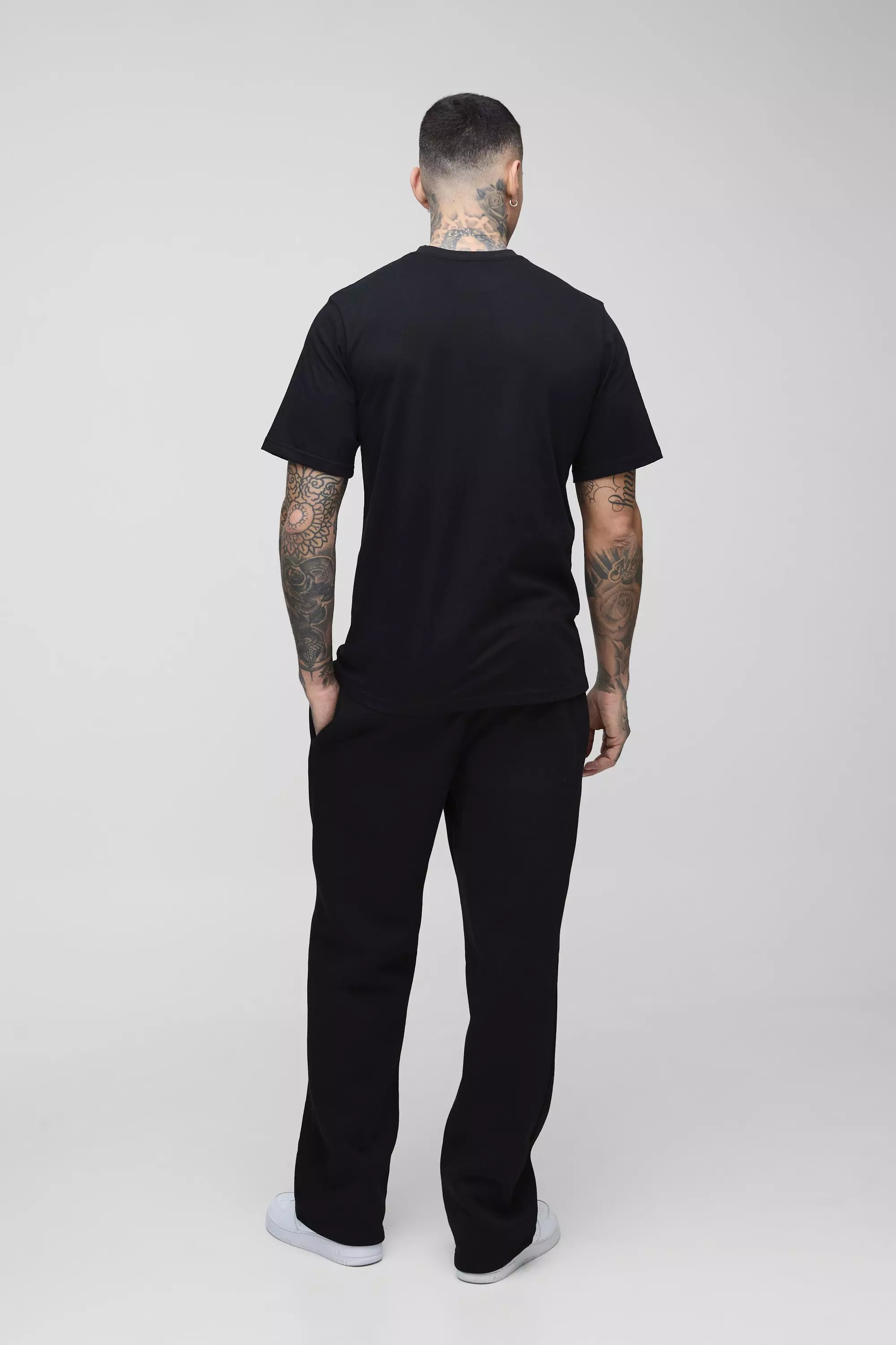Black Tall Skeleton Hand Embroidered T-Shirt alternative image