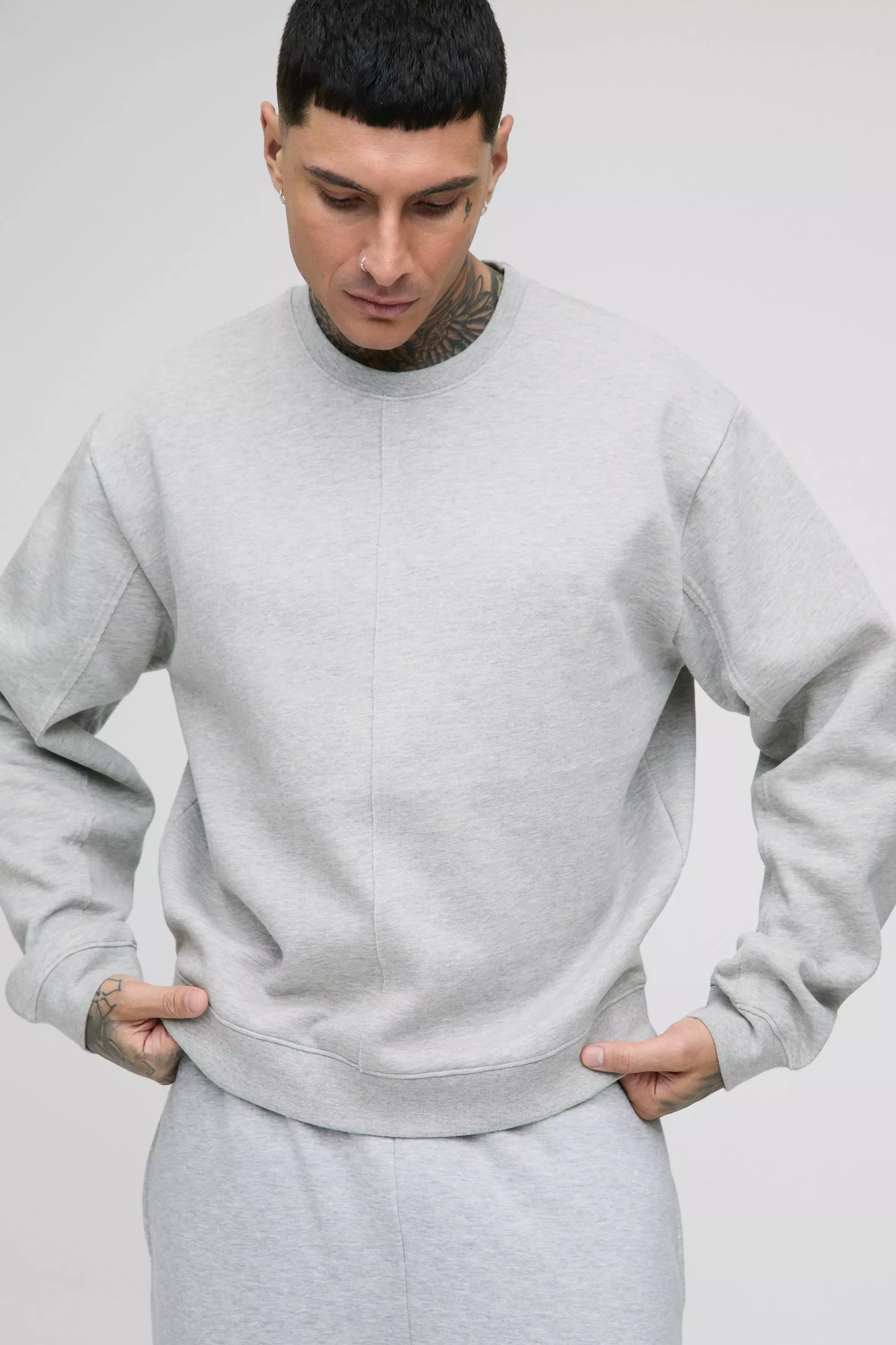 Tall - Sweat oversize à coutures apparentes, Grey marl autre image