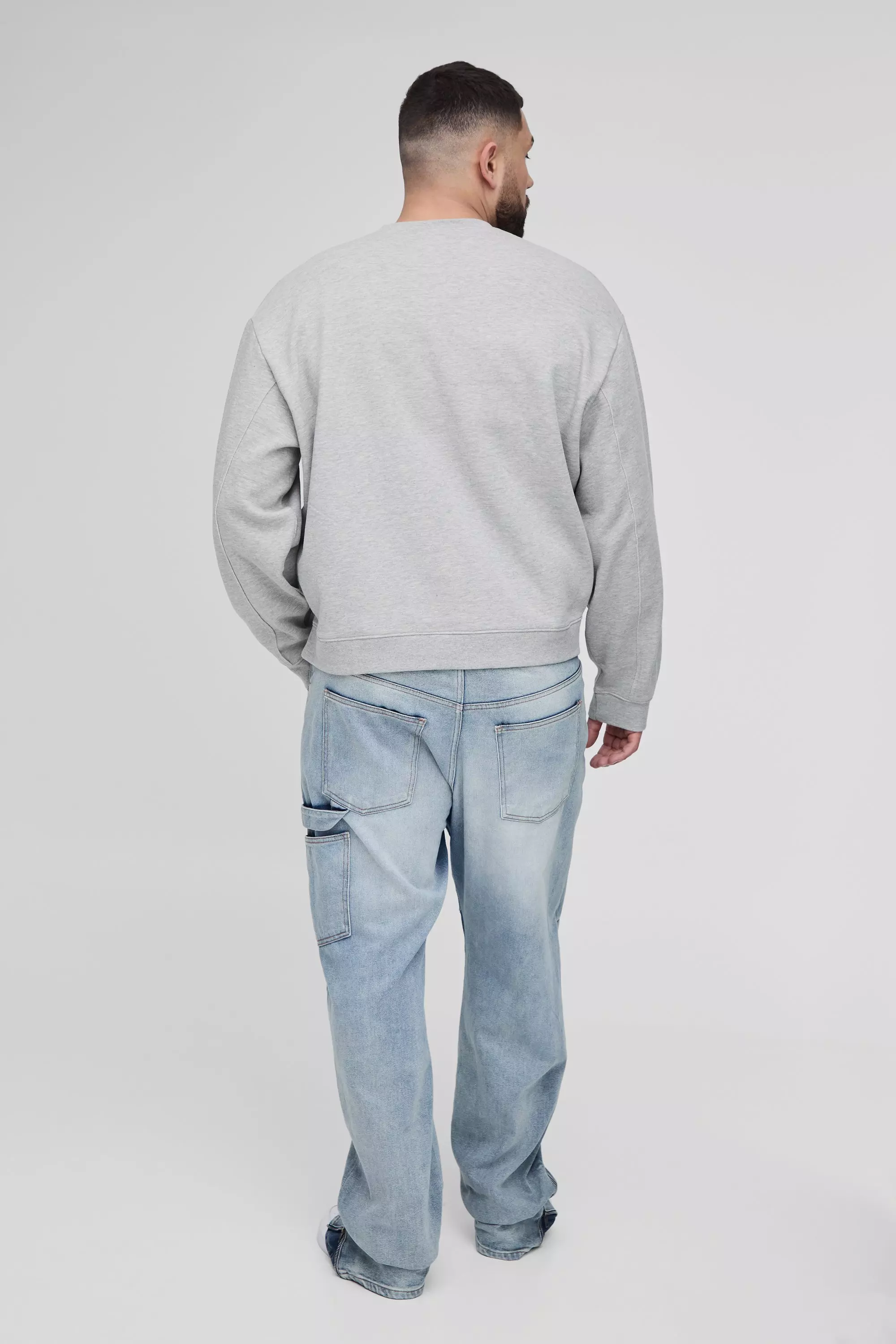 Grey marl Plus Oversized Boxy Exposed Seam Sweater alternative image