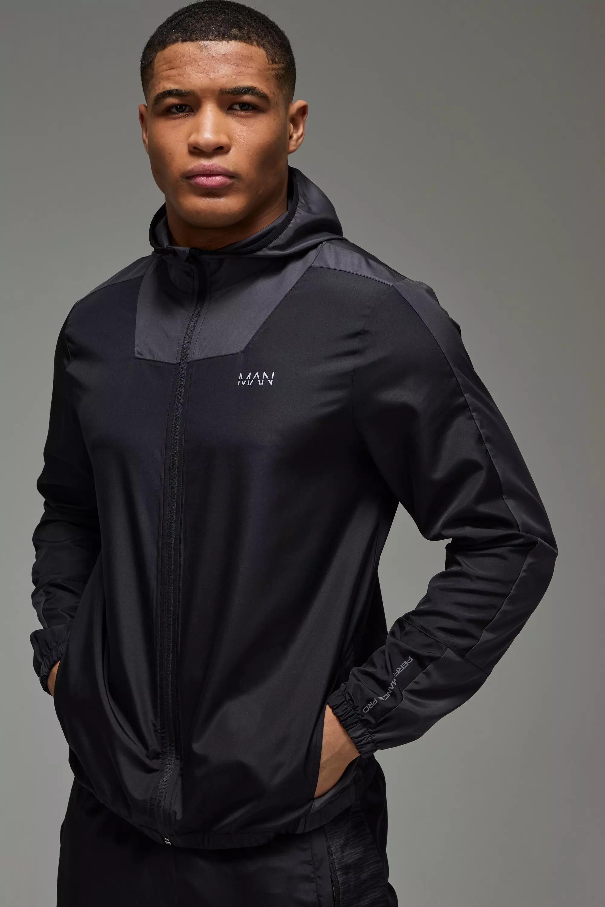 Black Man Active Dunne Color Block Windbreaker alternatieve afbeelding