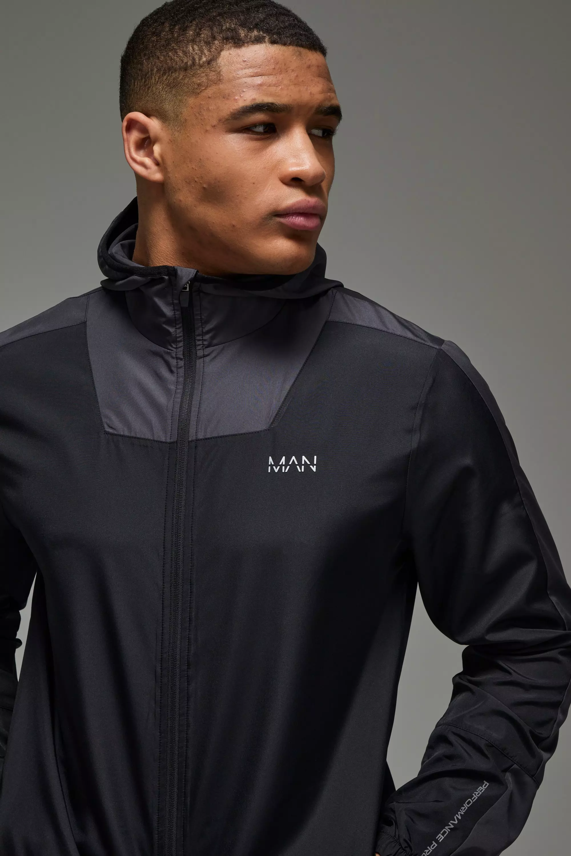 Black Man Active Dunne Color Block Windbreaker alternatieve afbeelding