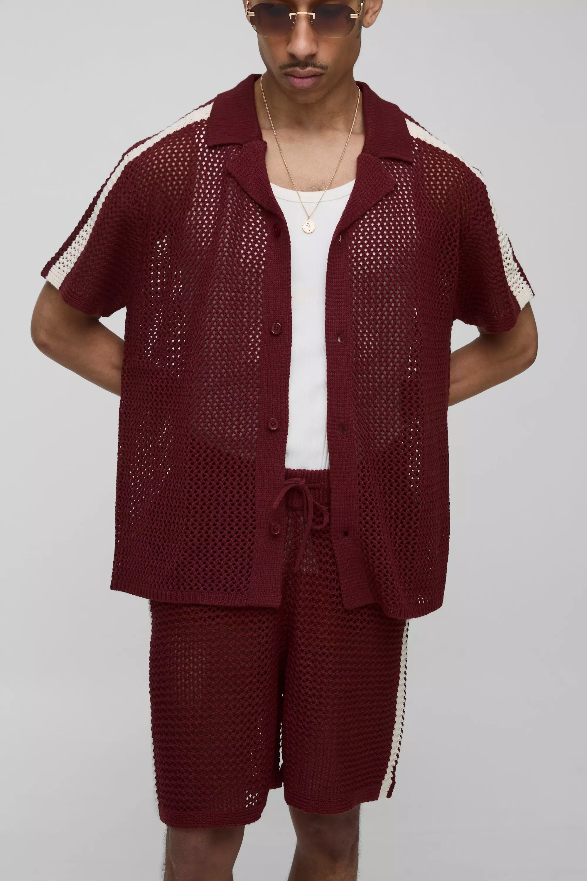 Ensemble en maille avec short, Burgundy autre image