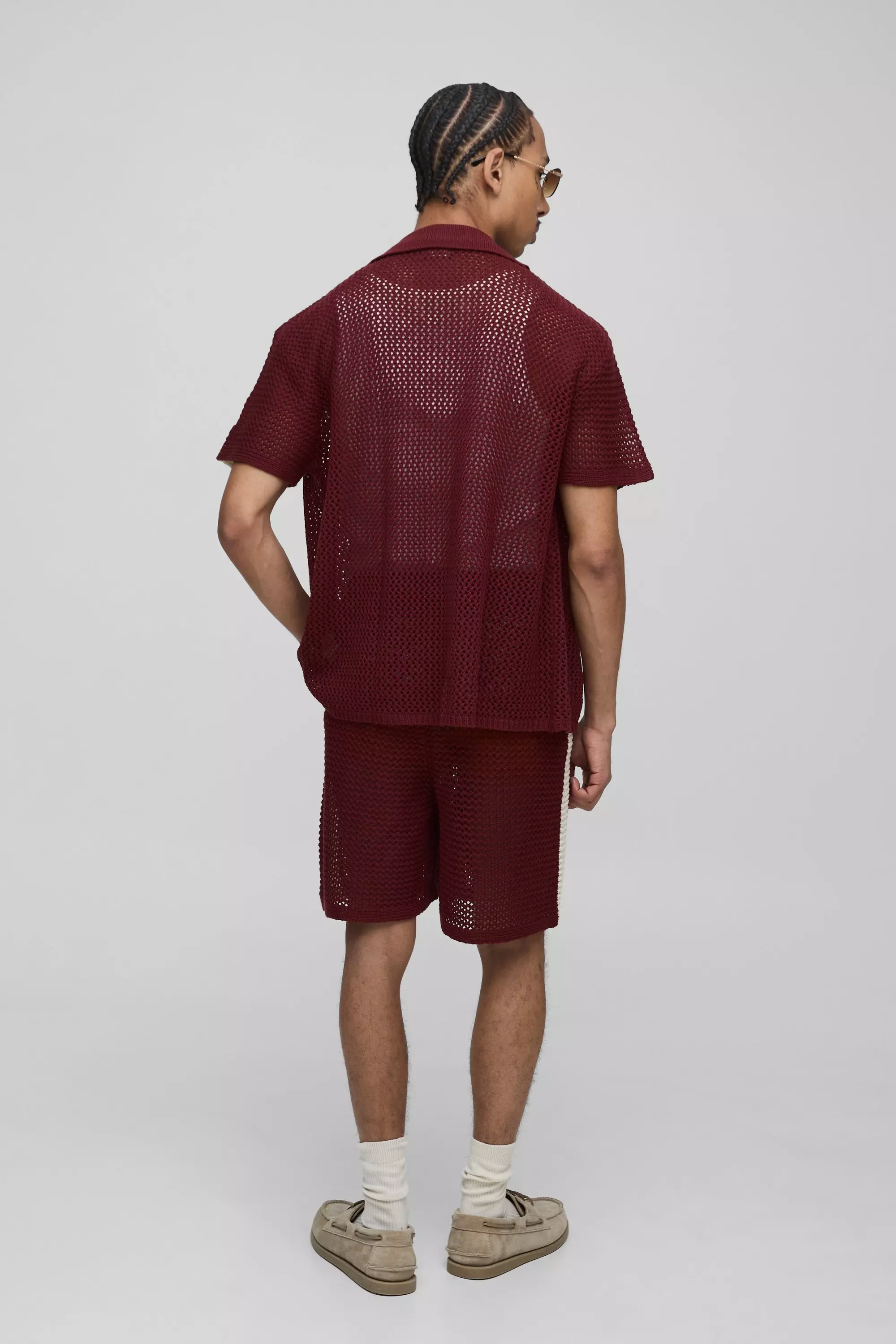 Ensemble en maille avec short, Burgundy autre image