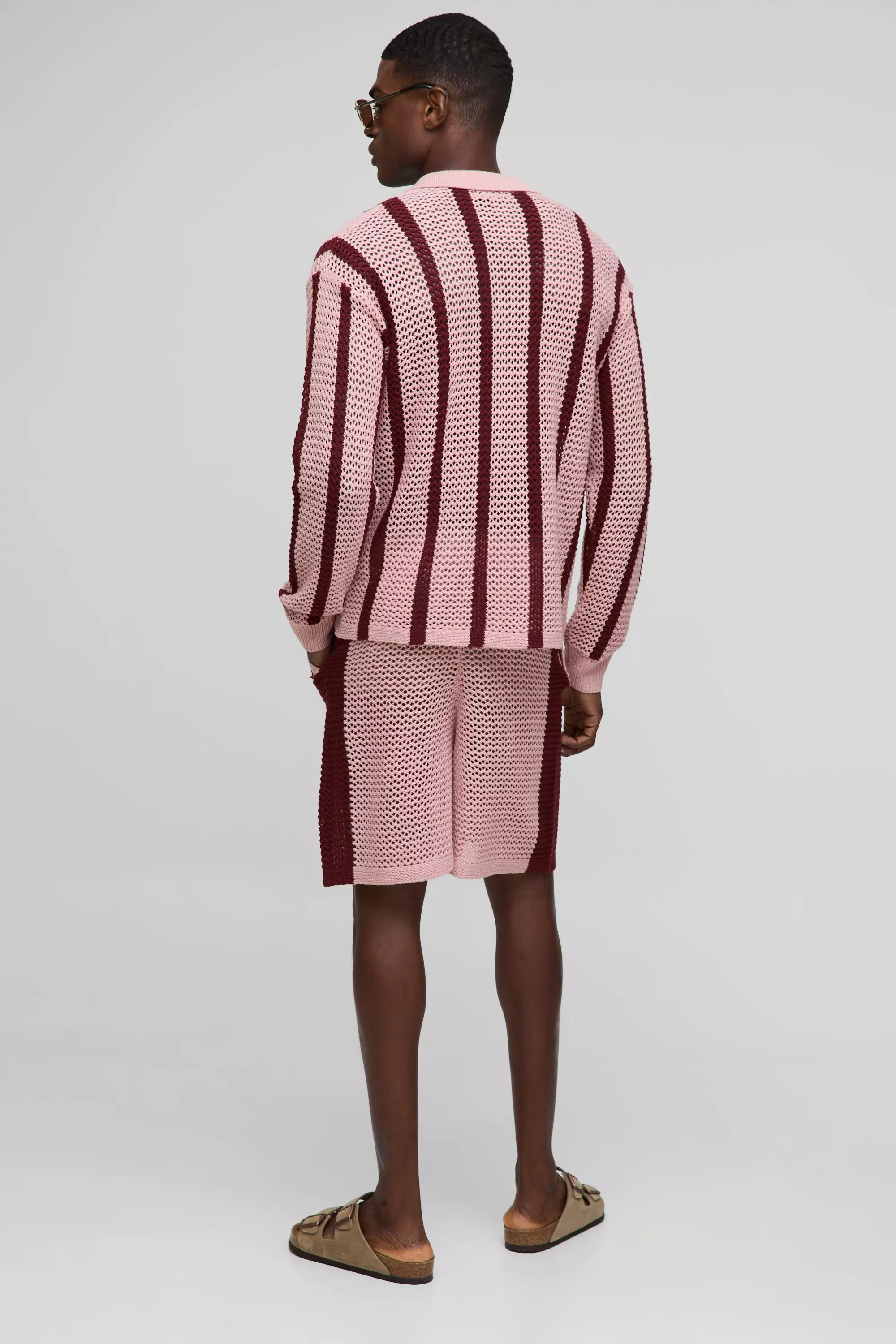 Relaxed Fit Side Stripe Open Stitch Knitted Shorts | boohooMAN USA