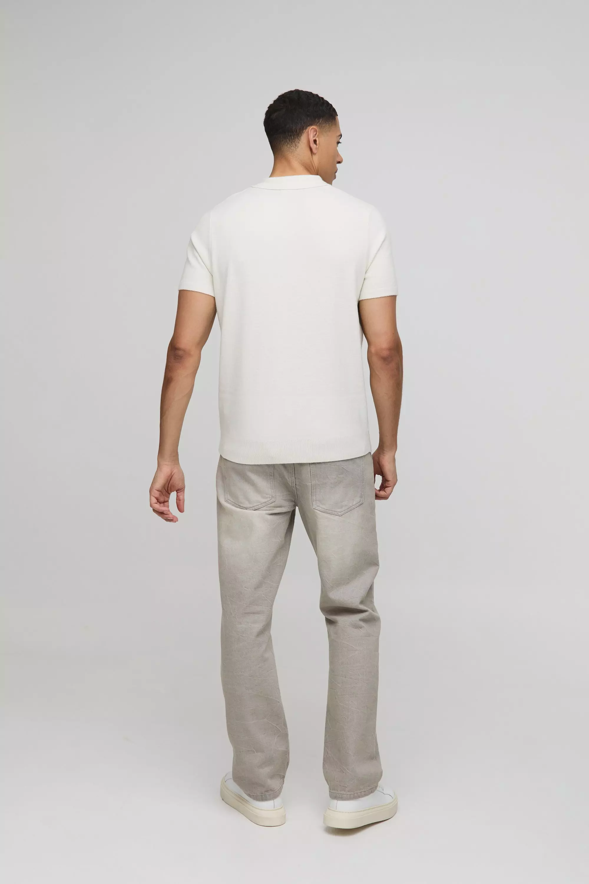 Ecru Regular Fit Button Up Knitted Polo alternative image