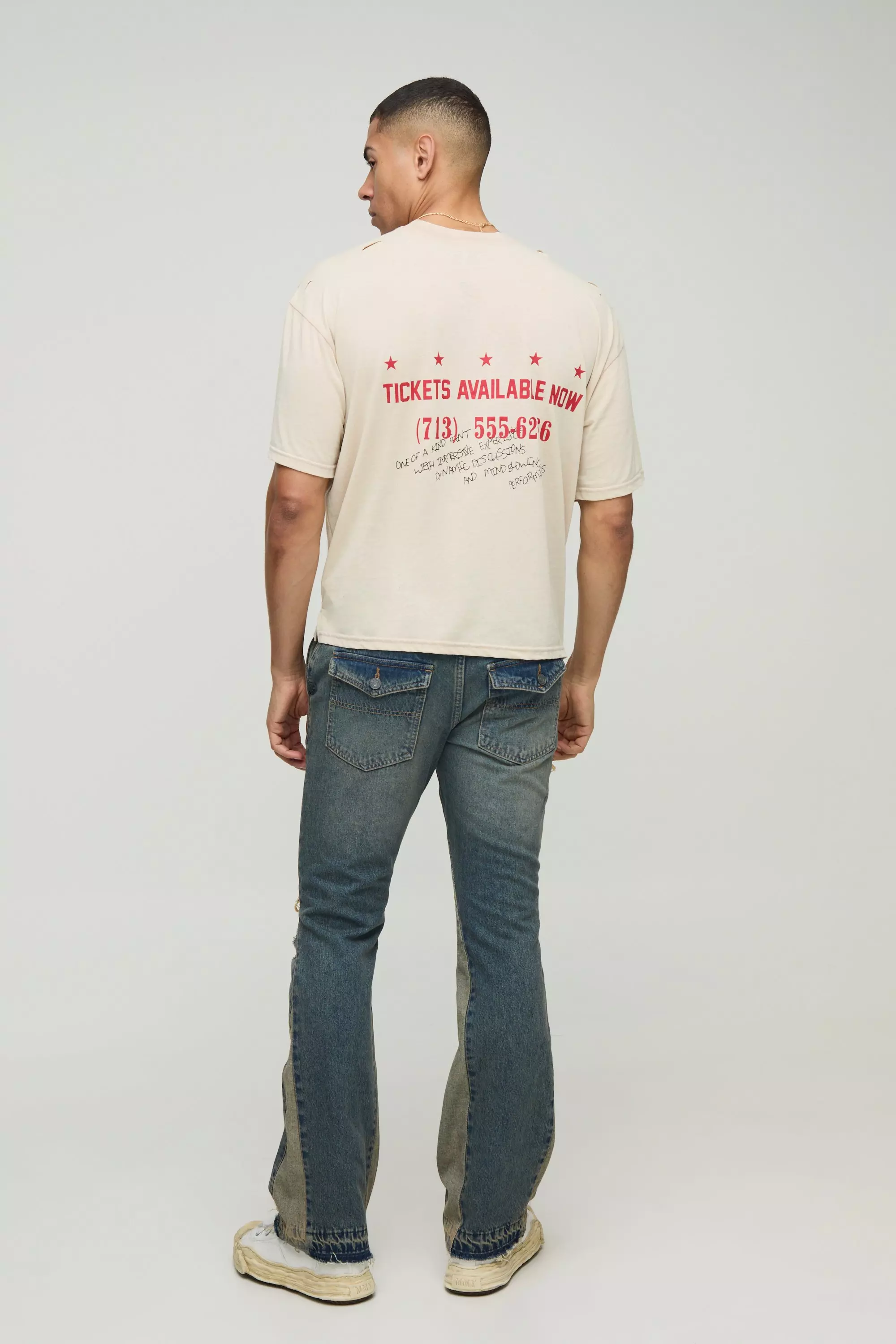 Oversized Boxy Burnout Acid Wash Distressed Western Graphic T-Shirt | boohooMAN USA