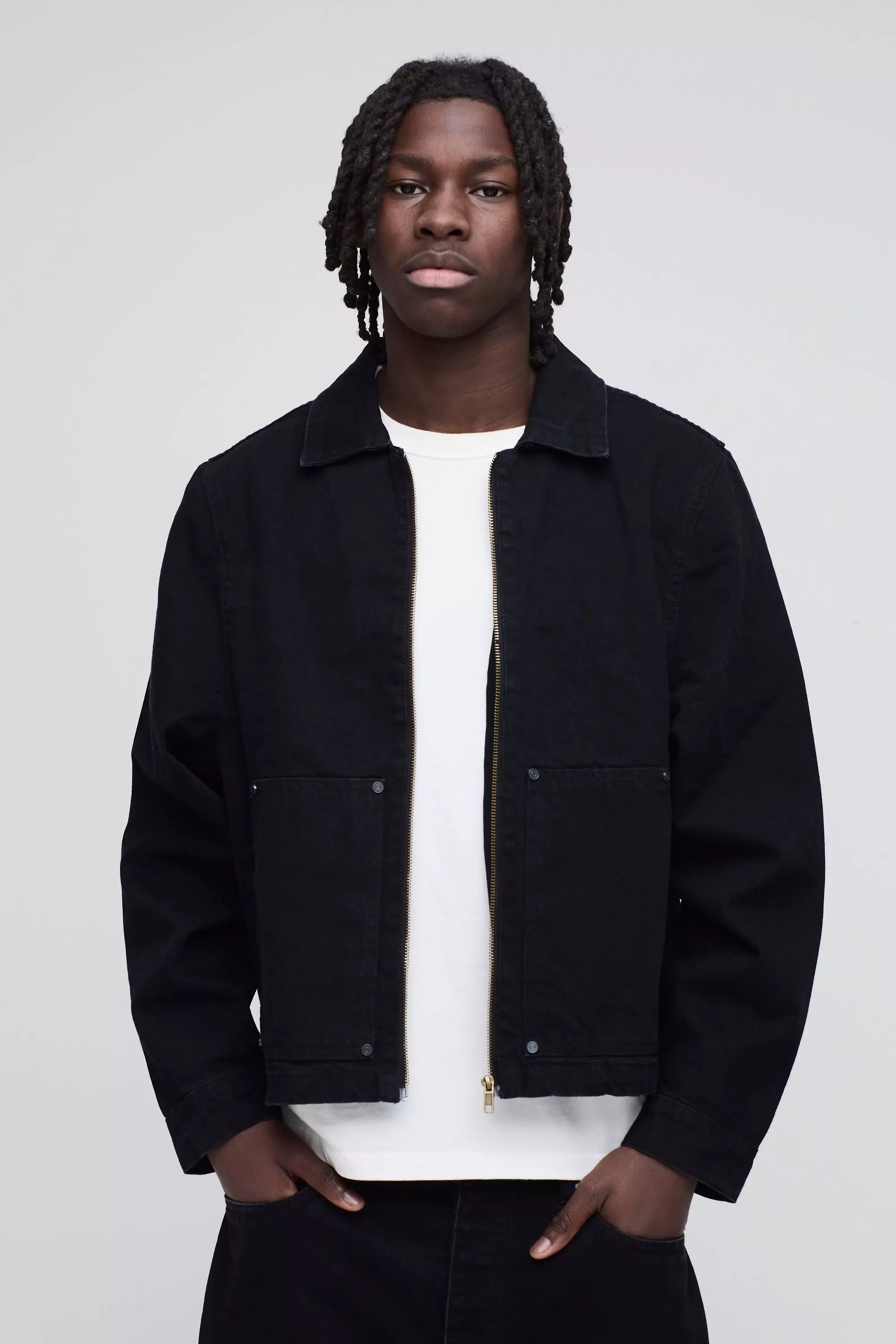 Carpenter Black Denim Harrington Jacket True black