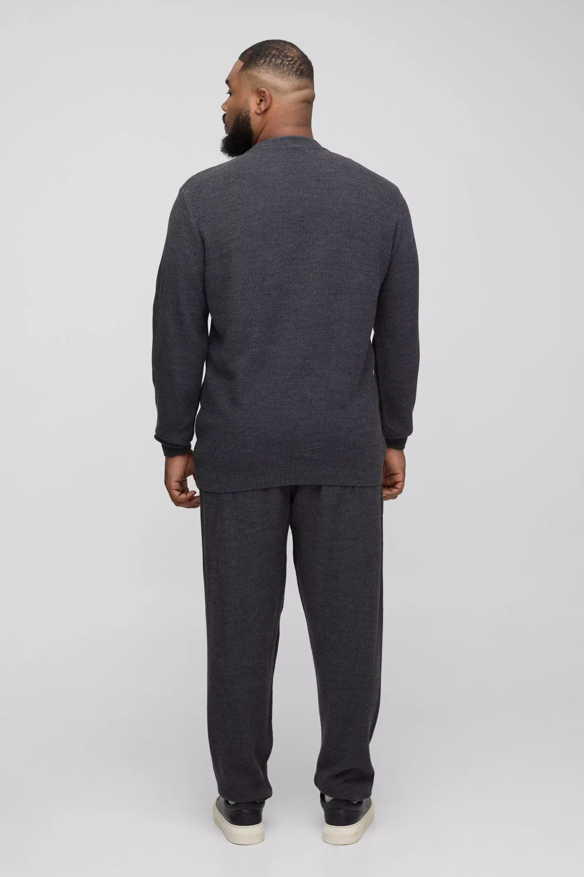 Charcoal Plus Relaxed Fit Knitted Sweat Tracksuit alternative image