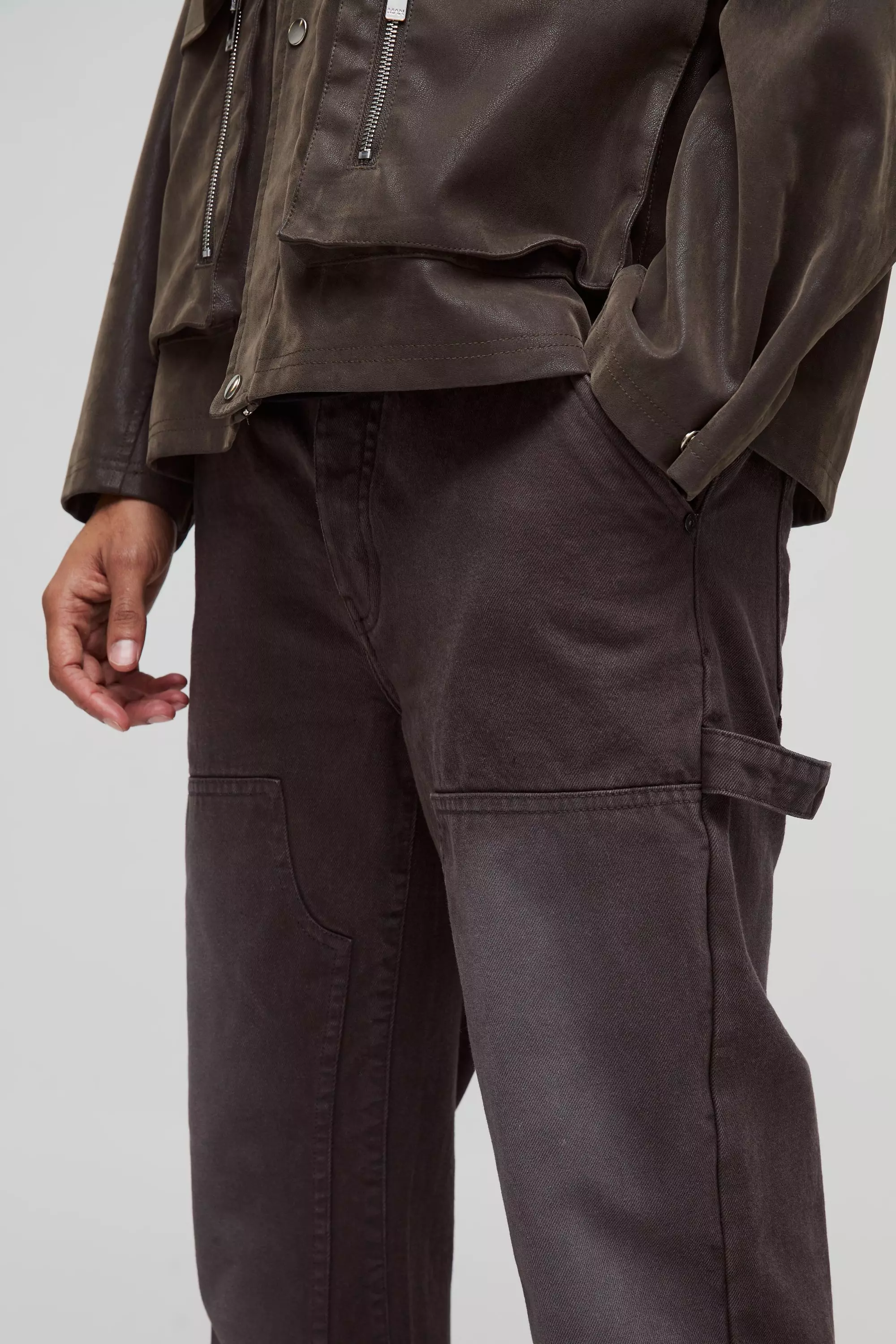 Brown Straight Leg Washed Carpenter Jeans alternative image