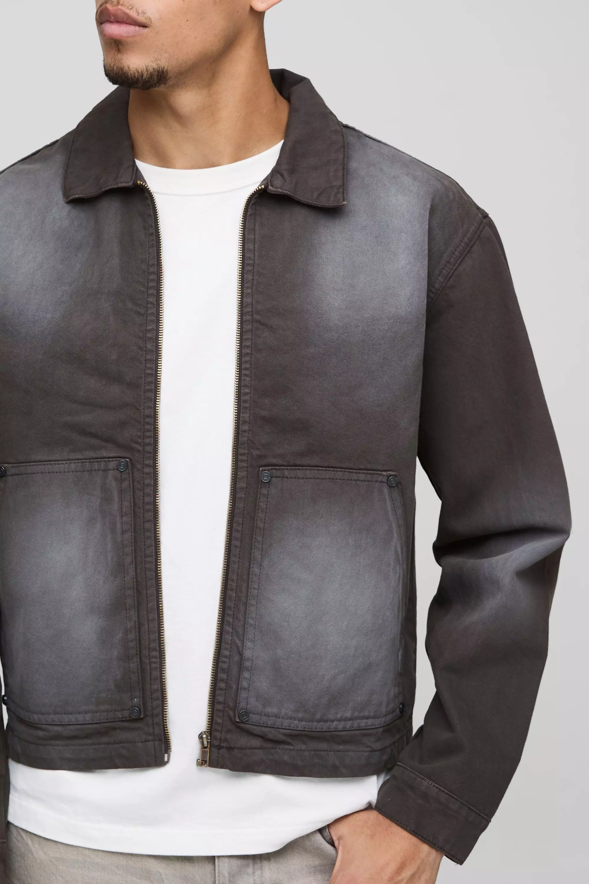 Veste Harrington charpentière délavée, Brown autre image