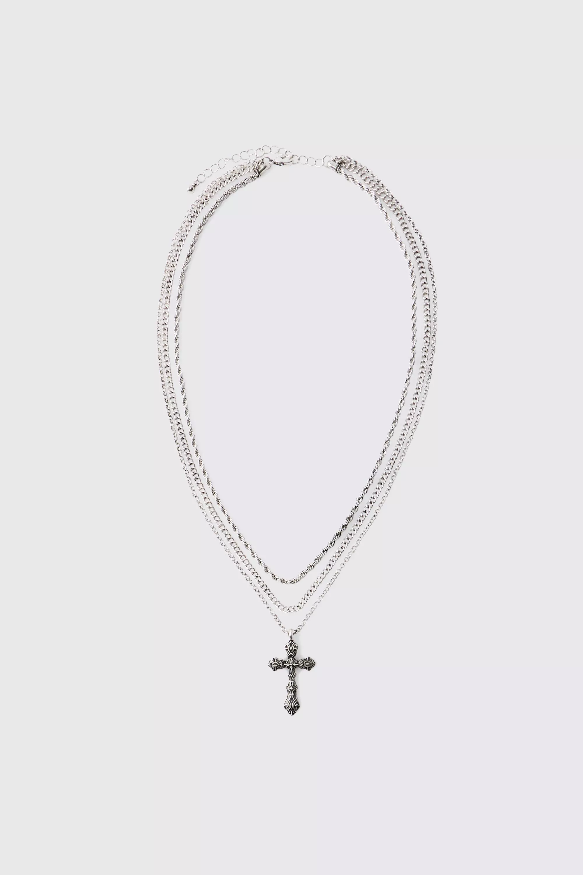 Cross Necklace 3 Pack Silver