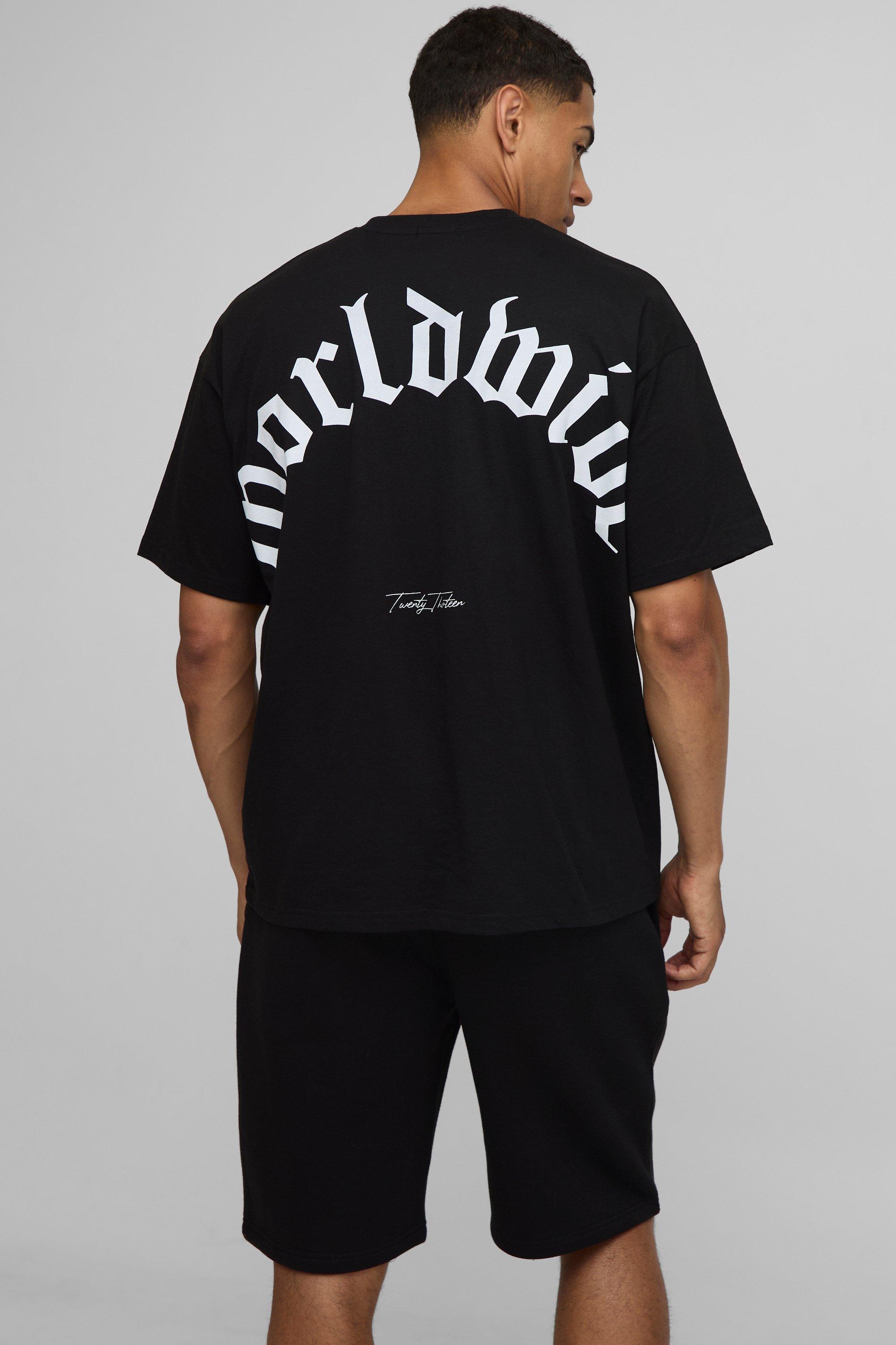 Oversized Worldwide T-Shirt & Short Set | boohooMAN USA