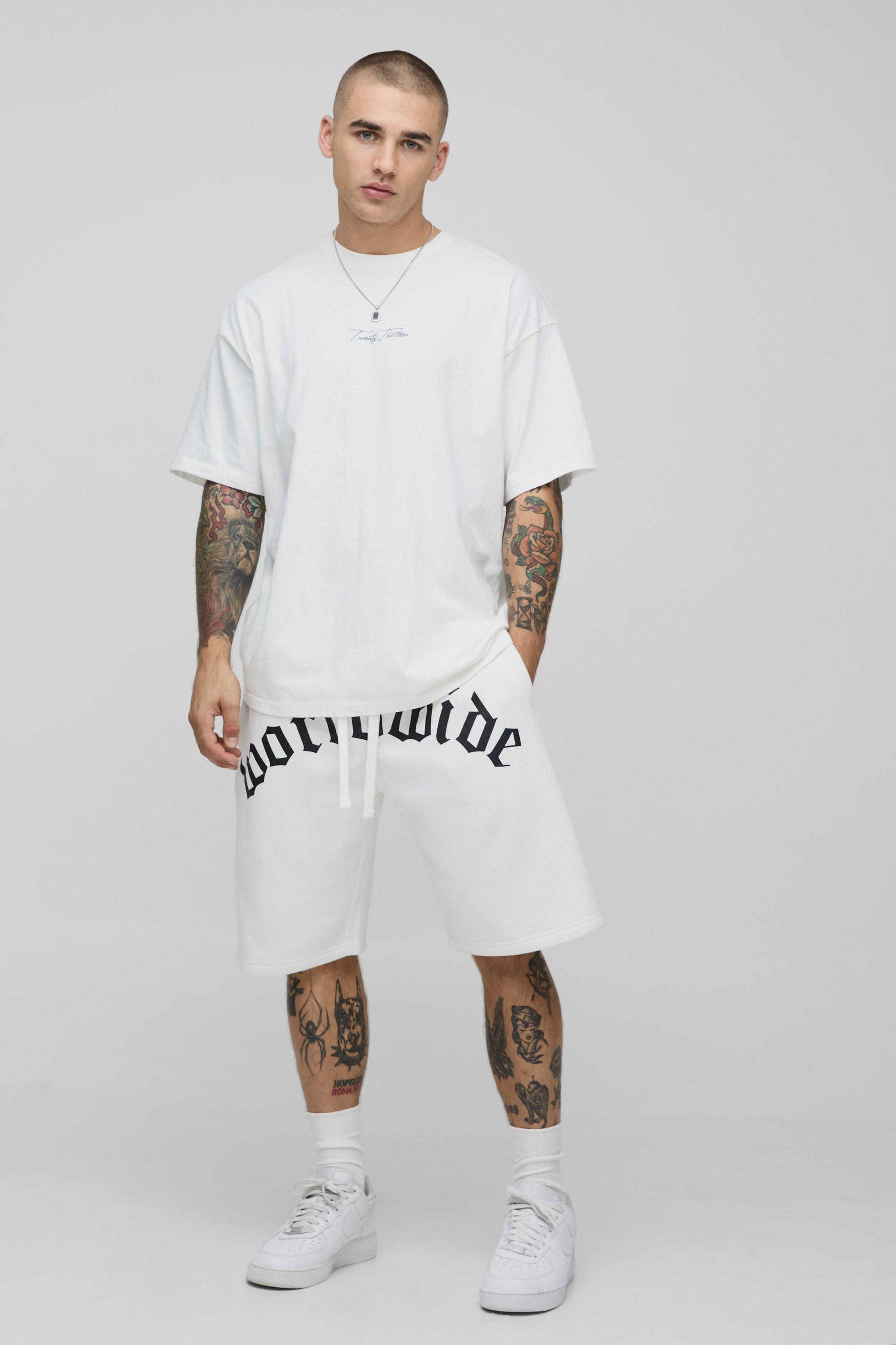 Oversized Worldwide T-Shirt & Short Set | boohooMAN USA