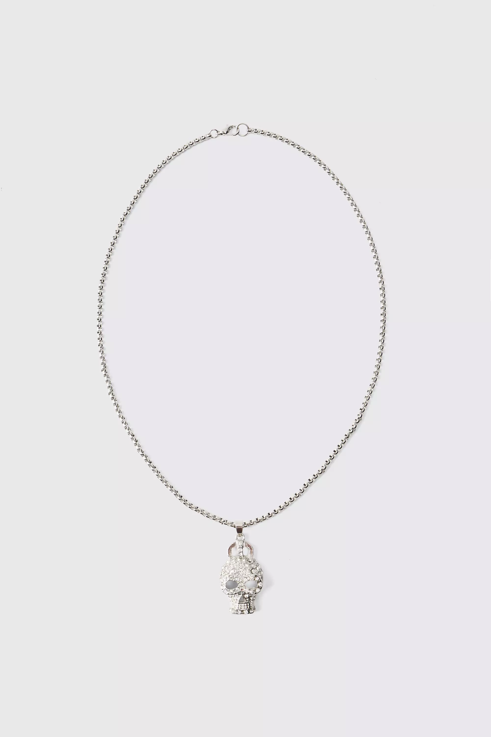 Totenkopf-Halskette mit Strass, Silver alternatives Bild