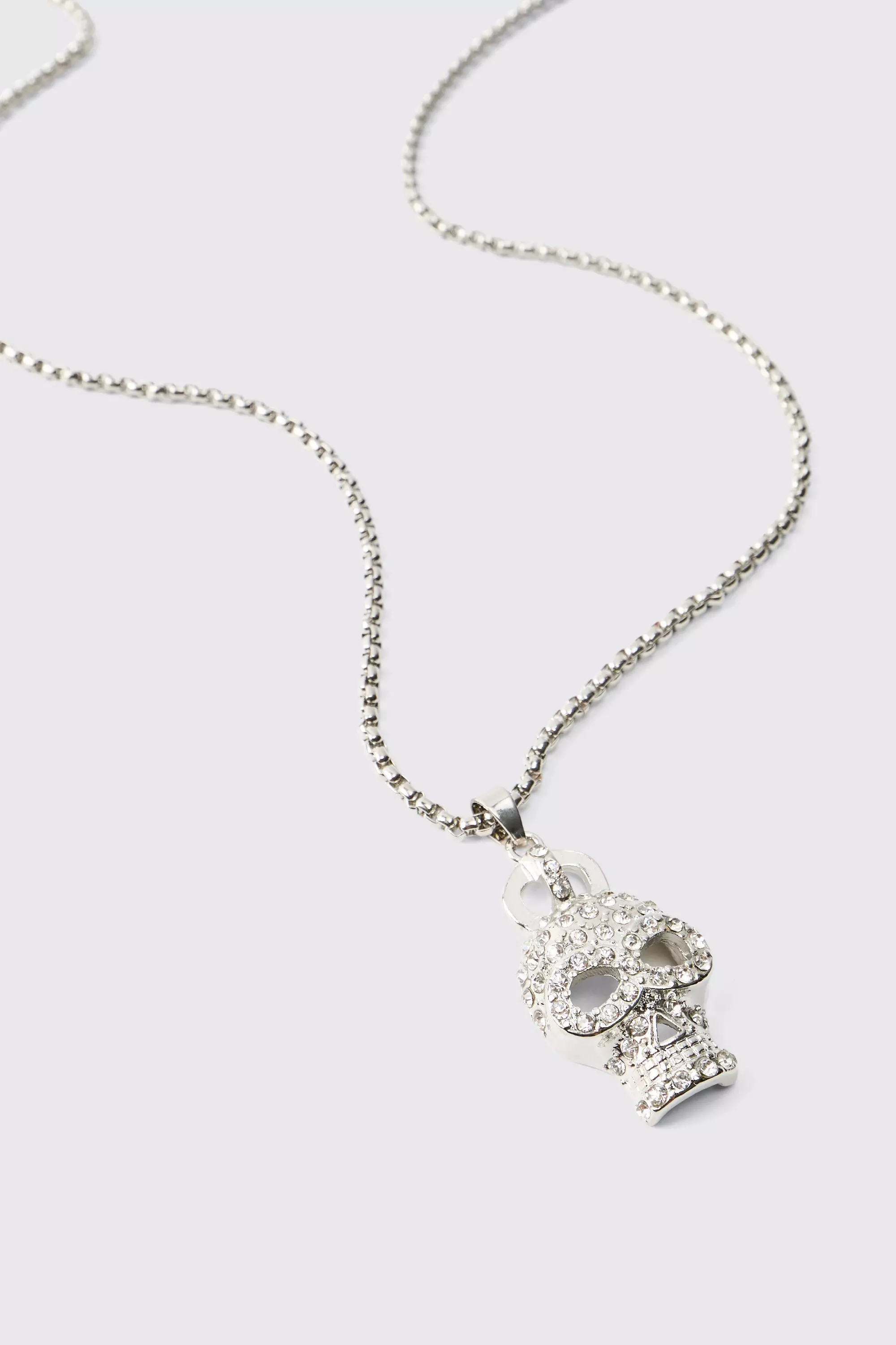 Totenkopf-Halskette mit Strass, Silver alternatives Bild