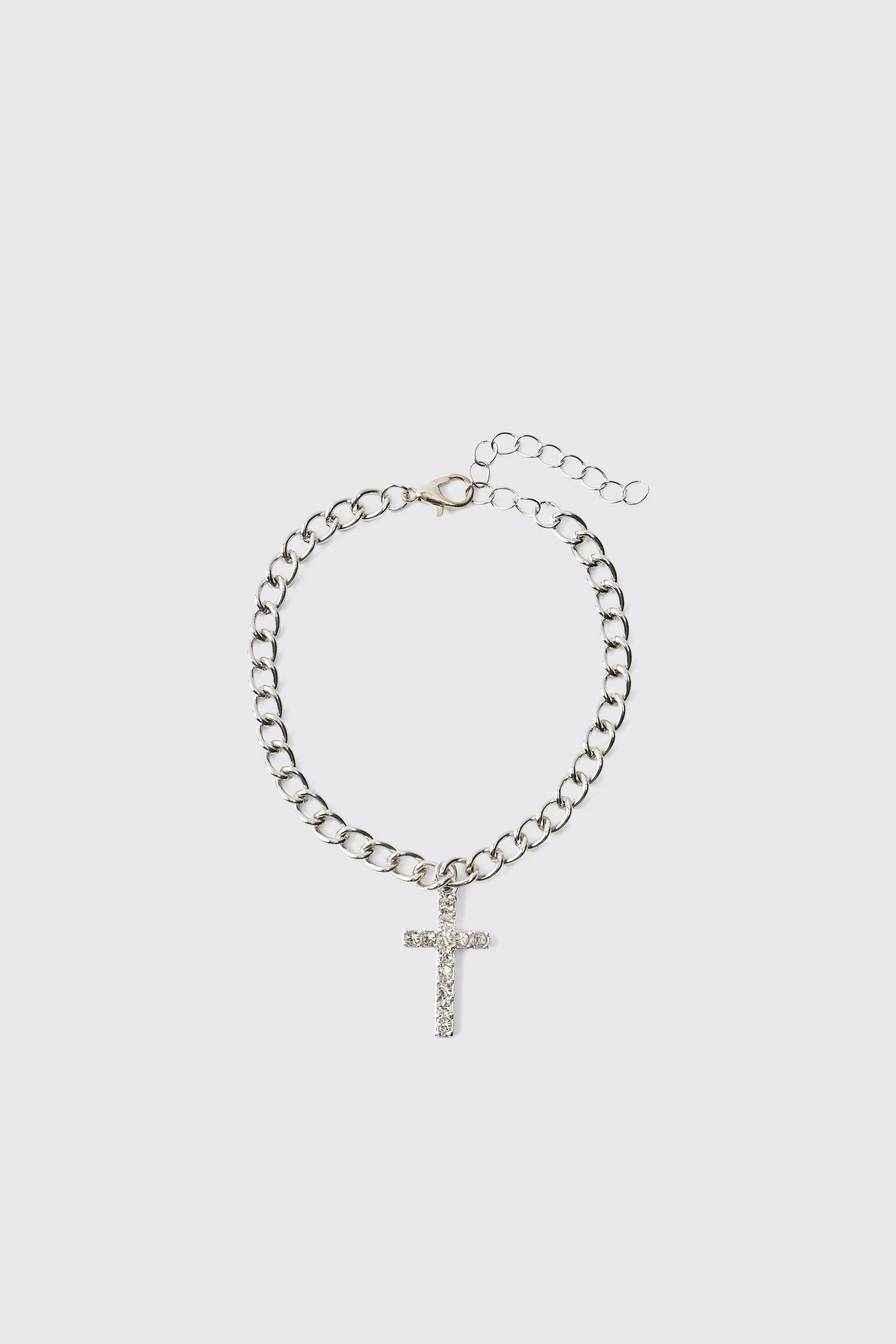 Armband mit Strass-Kreuz Anhänger, Silver alternatives Bild