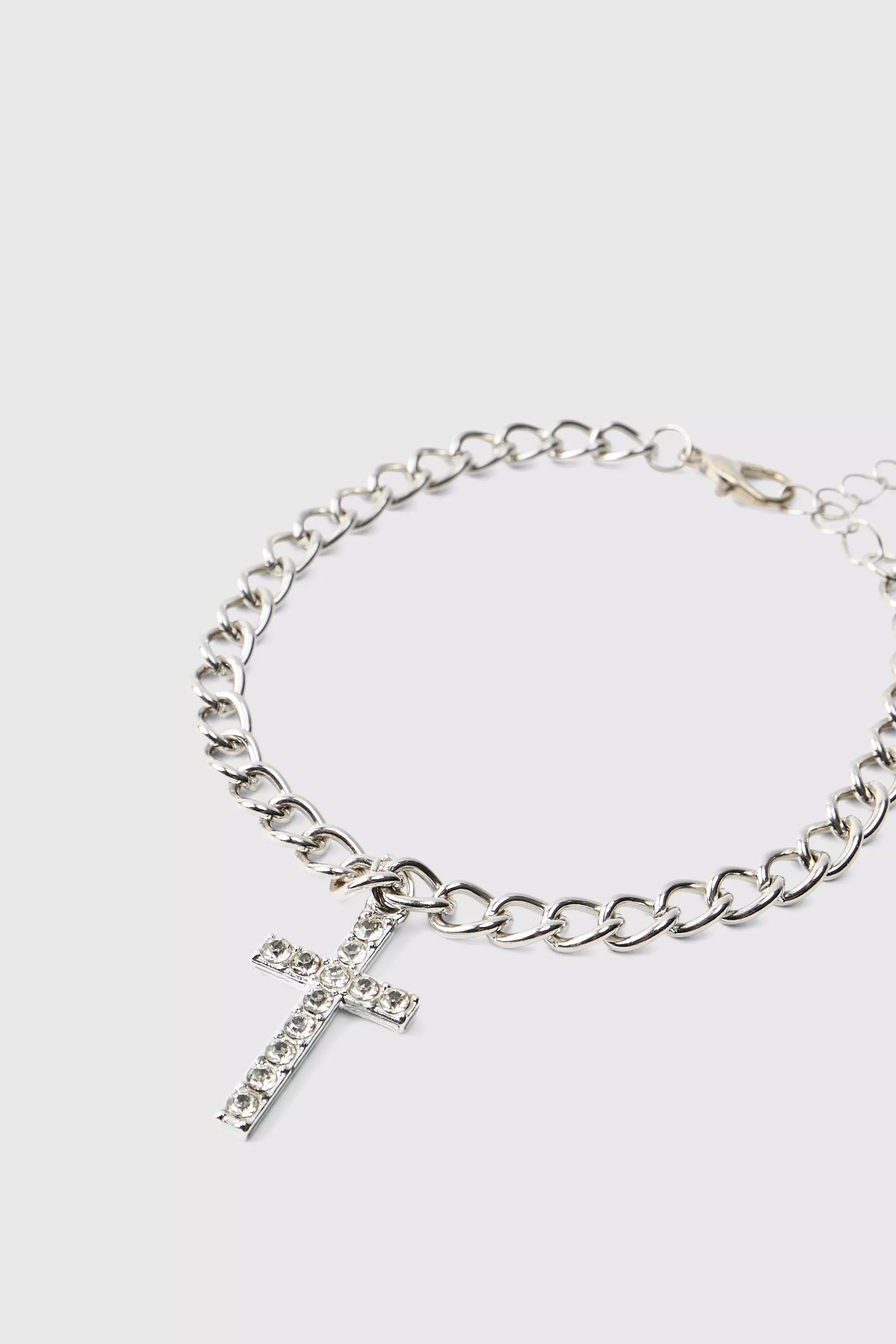 Armband mit Strass-Kreuz Anhänger, Silver alternatives Bild