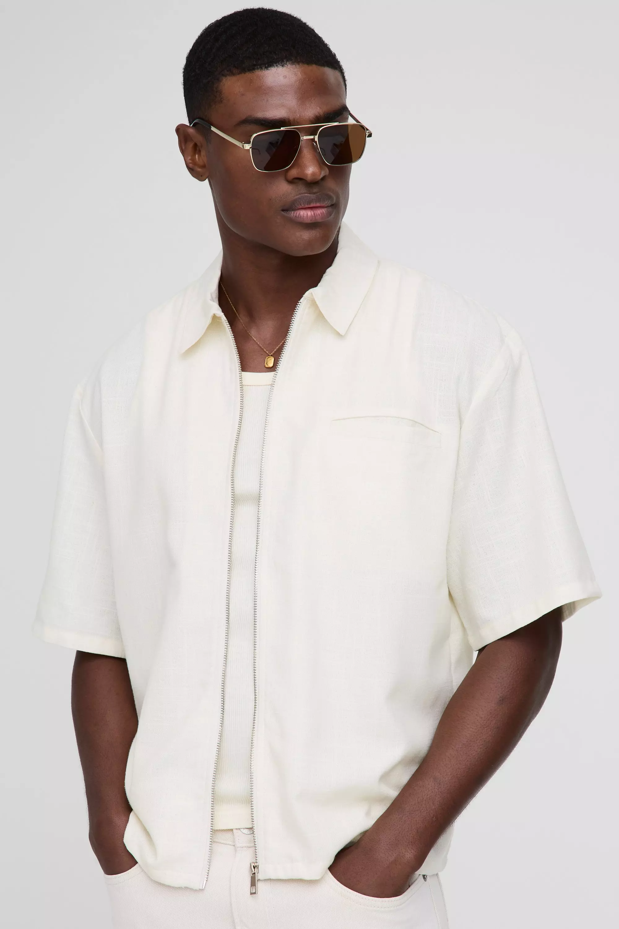 Chemise oversize à manches 3/4, Natural autre image