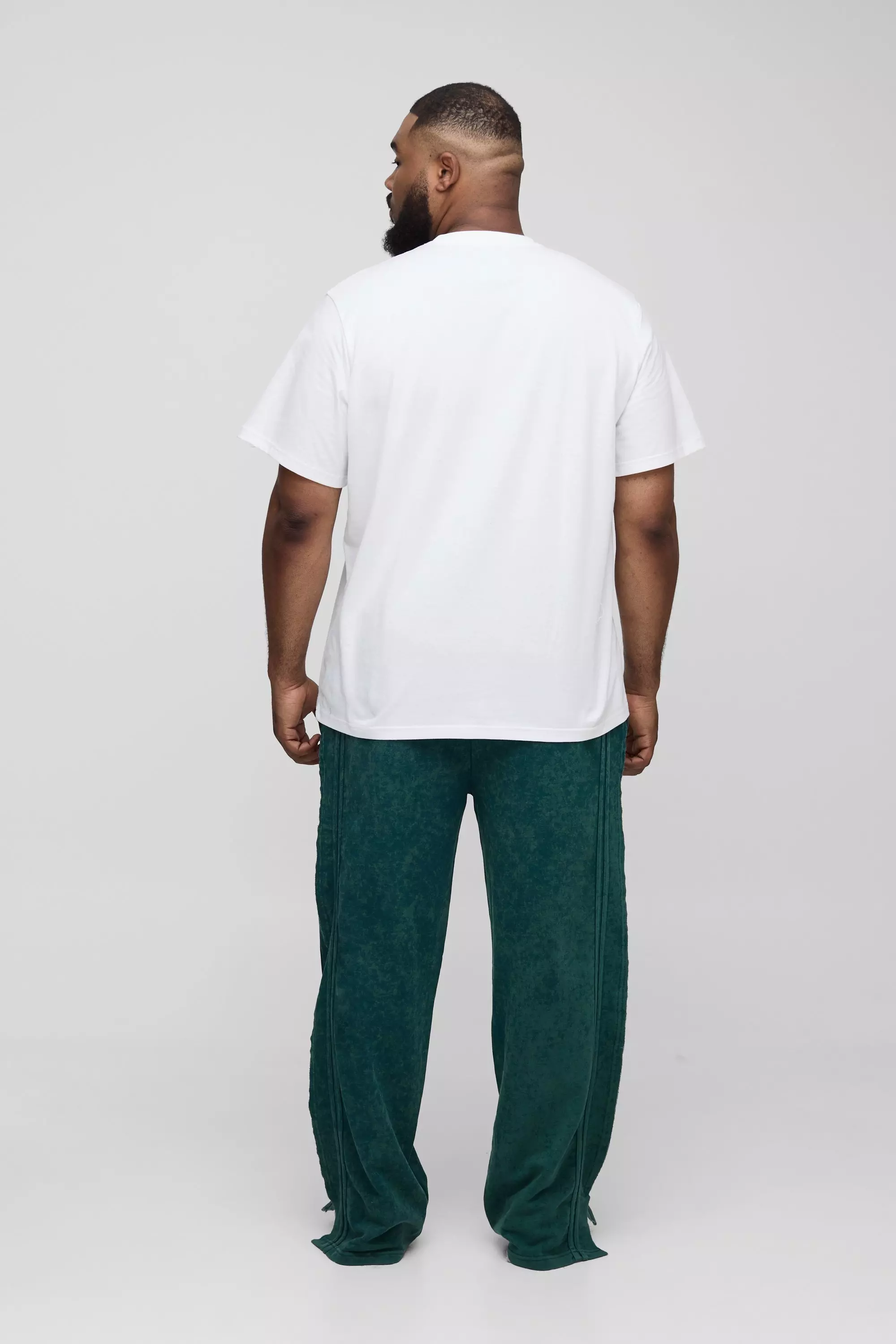 Plus Relaxed Split Hem Washed Raw Edge Sweatpants | boohooMAN USA