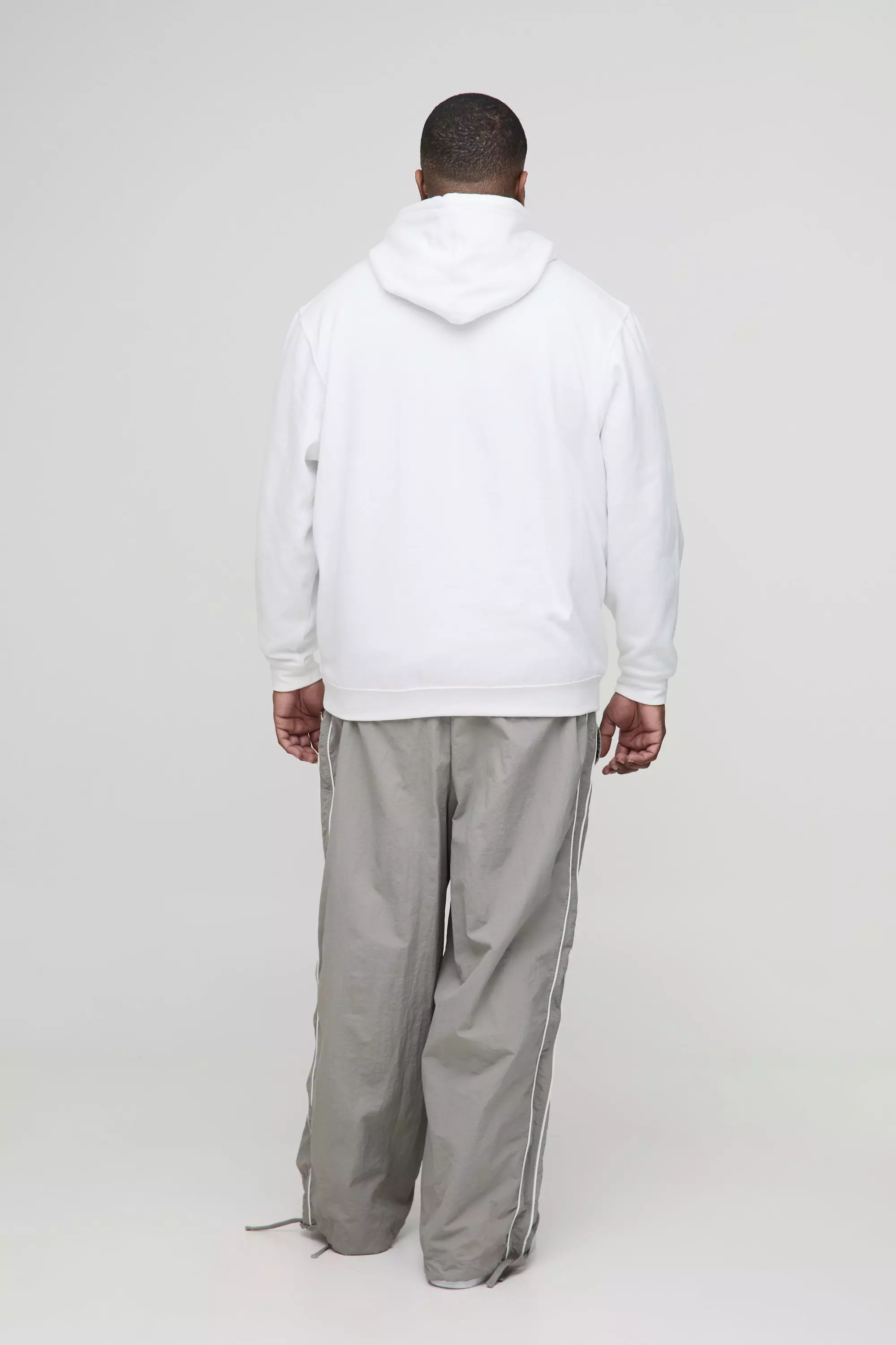 Grey Plus Piping Detail Parachute Pants alternative image