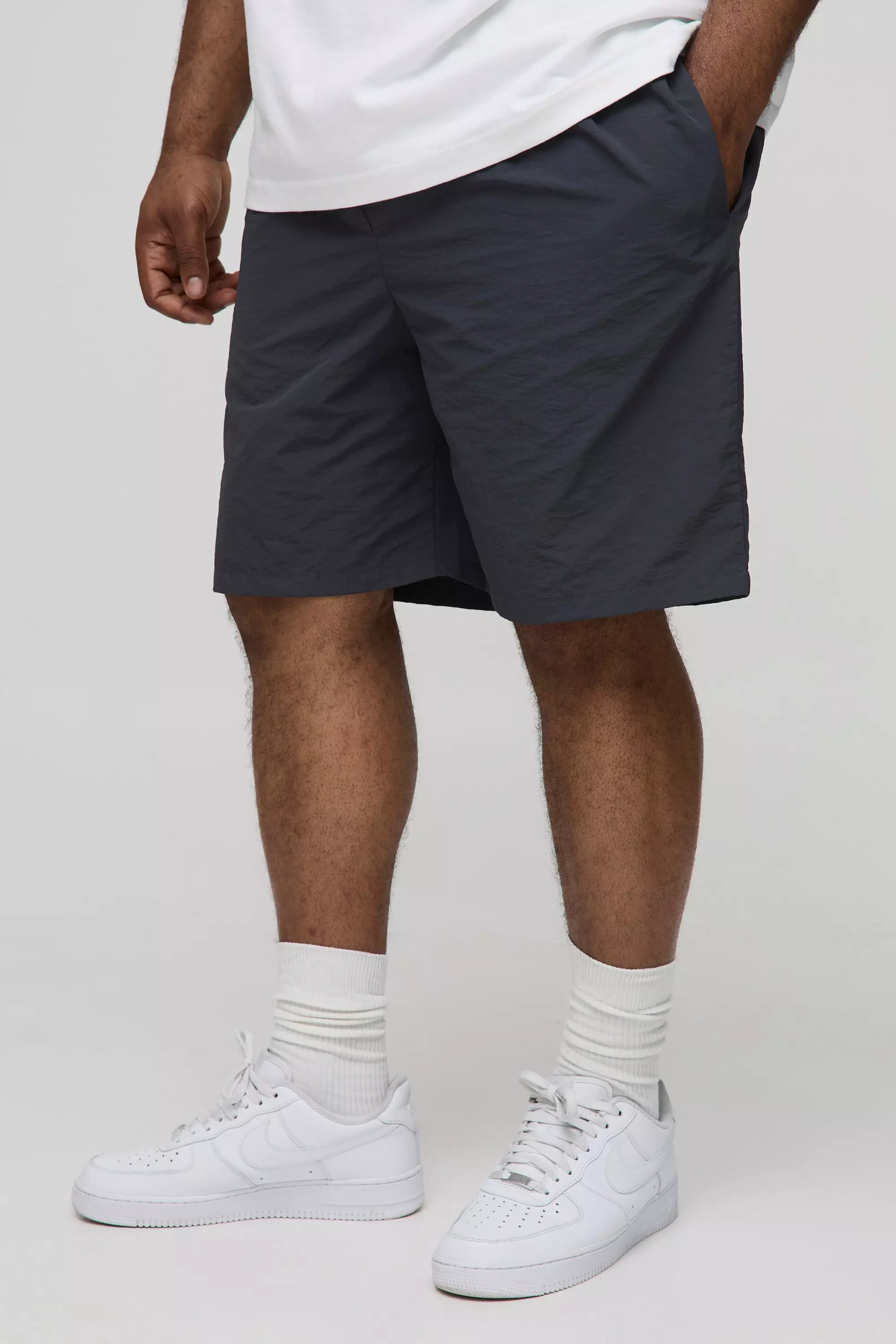 Charcoal Plus Elasticated Waist Nylon Shorts alternative image