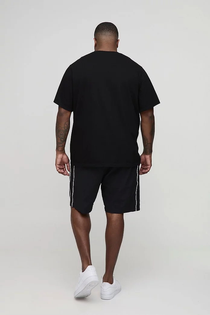 Plus Regular Fit Piping Detail Nylon Shorts | boohooMAN USA Plus Regular Fit Piping Detail Nylon Shorts | boohooMAN USA