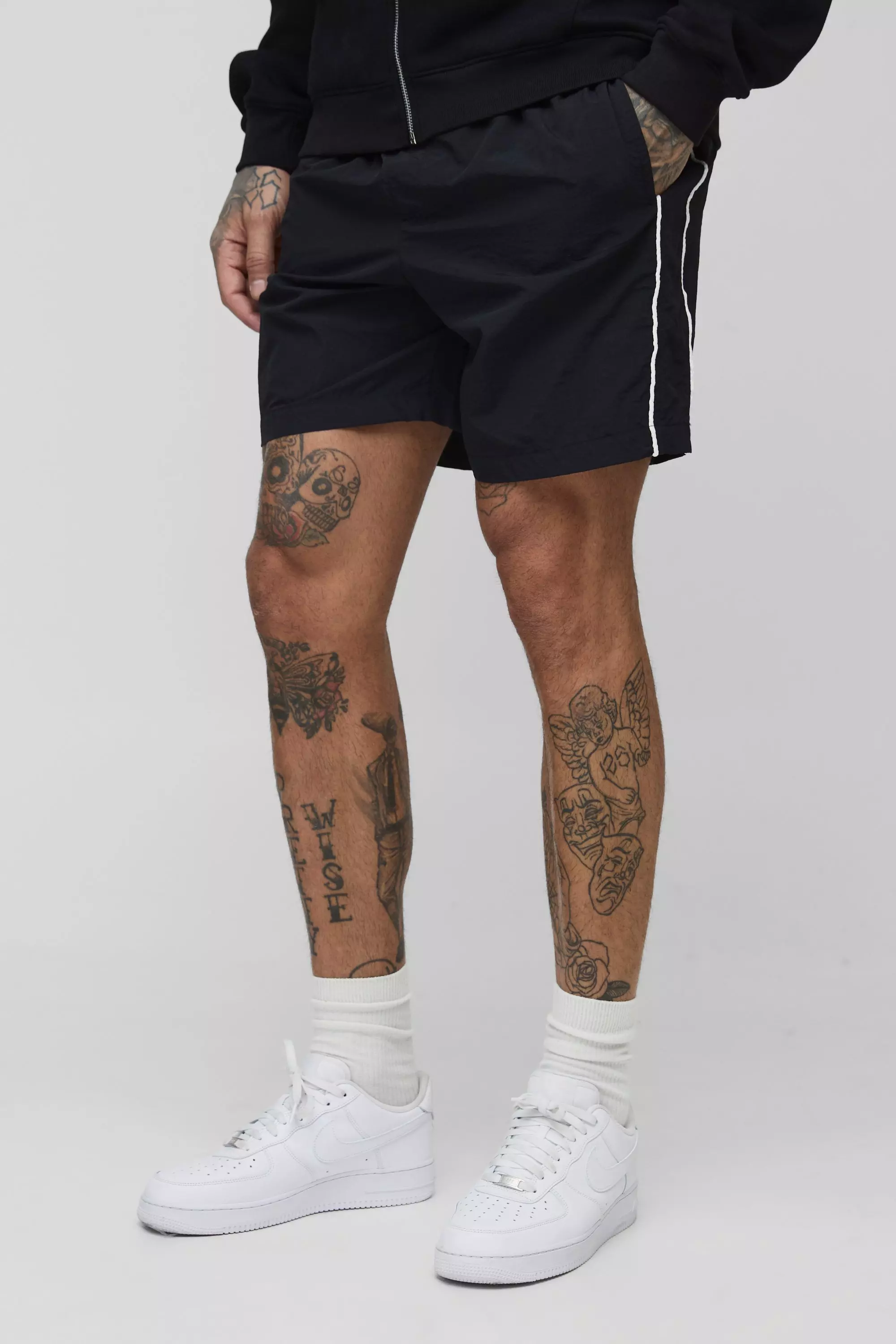 Pantaloncini Tall in nylon con cordoncino, Black immagine alternativa