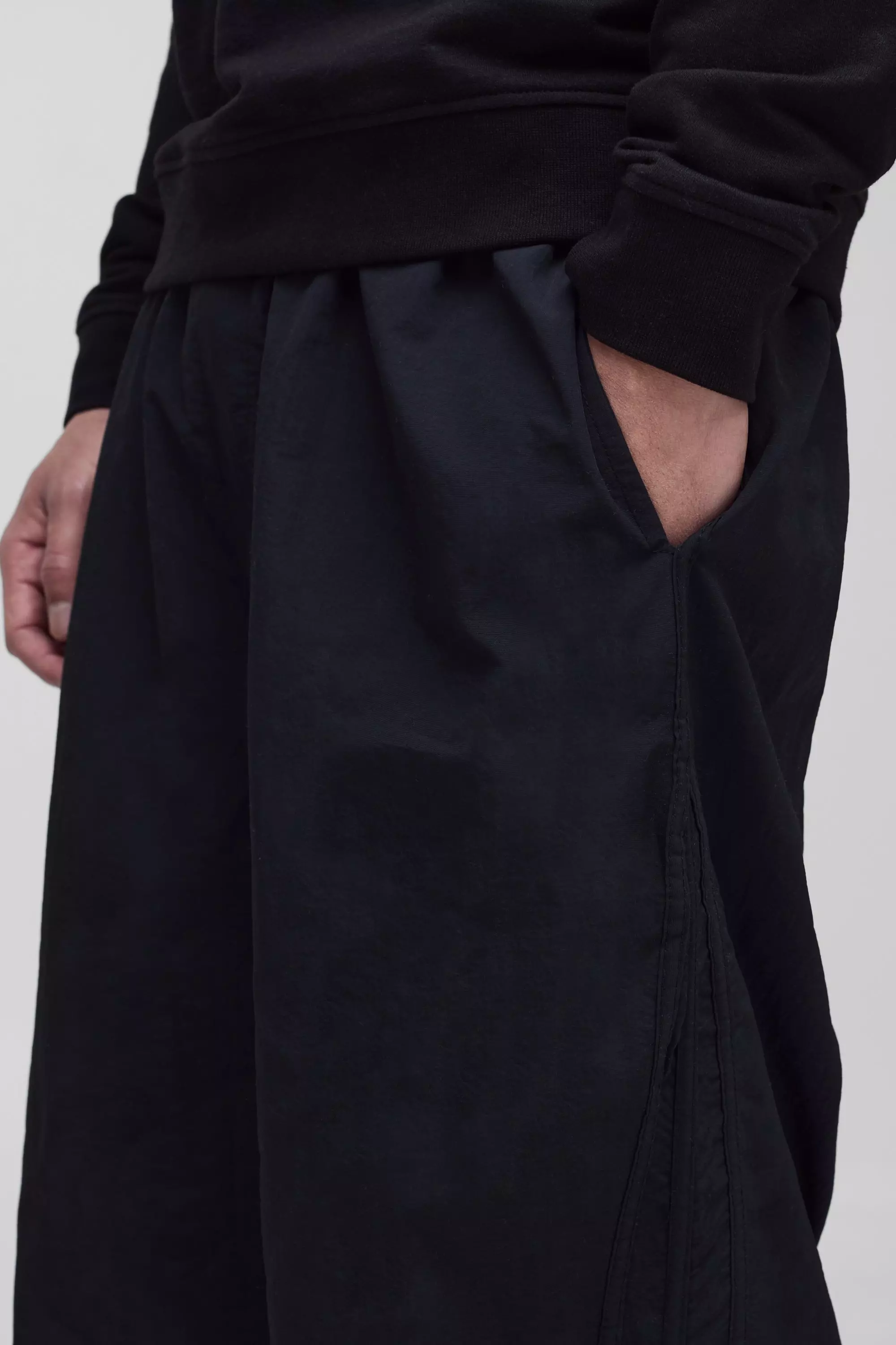 Tall Elasticated Waist Pleat Parachute Trousers | boohooMAN USA