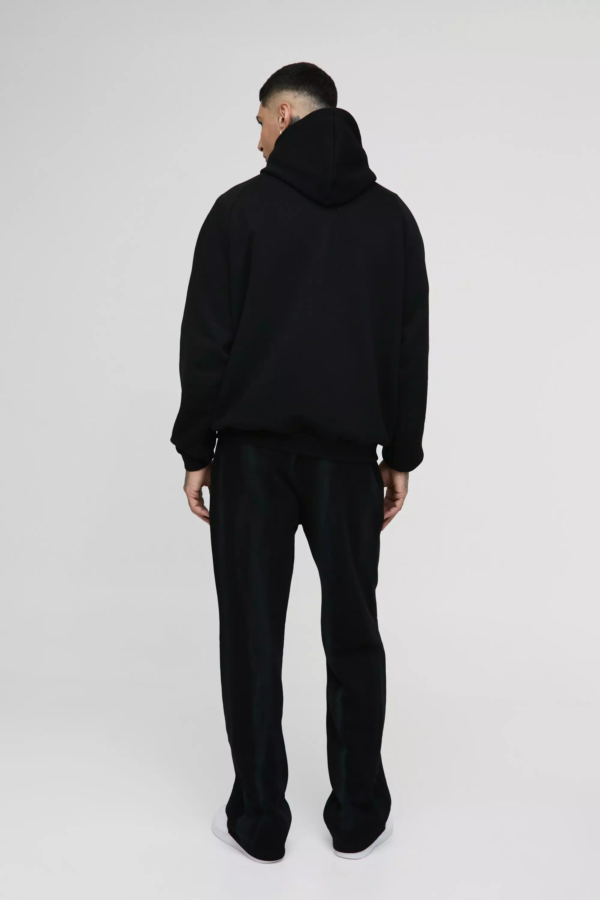 Black Tall Oversized Raglan Spray Wash Hooded Tracksuit alternative image