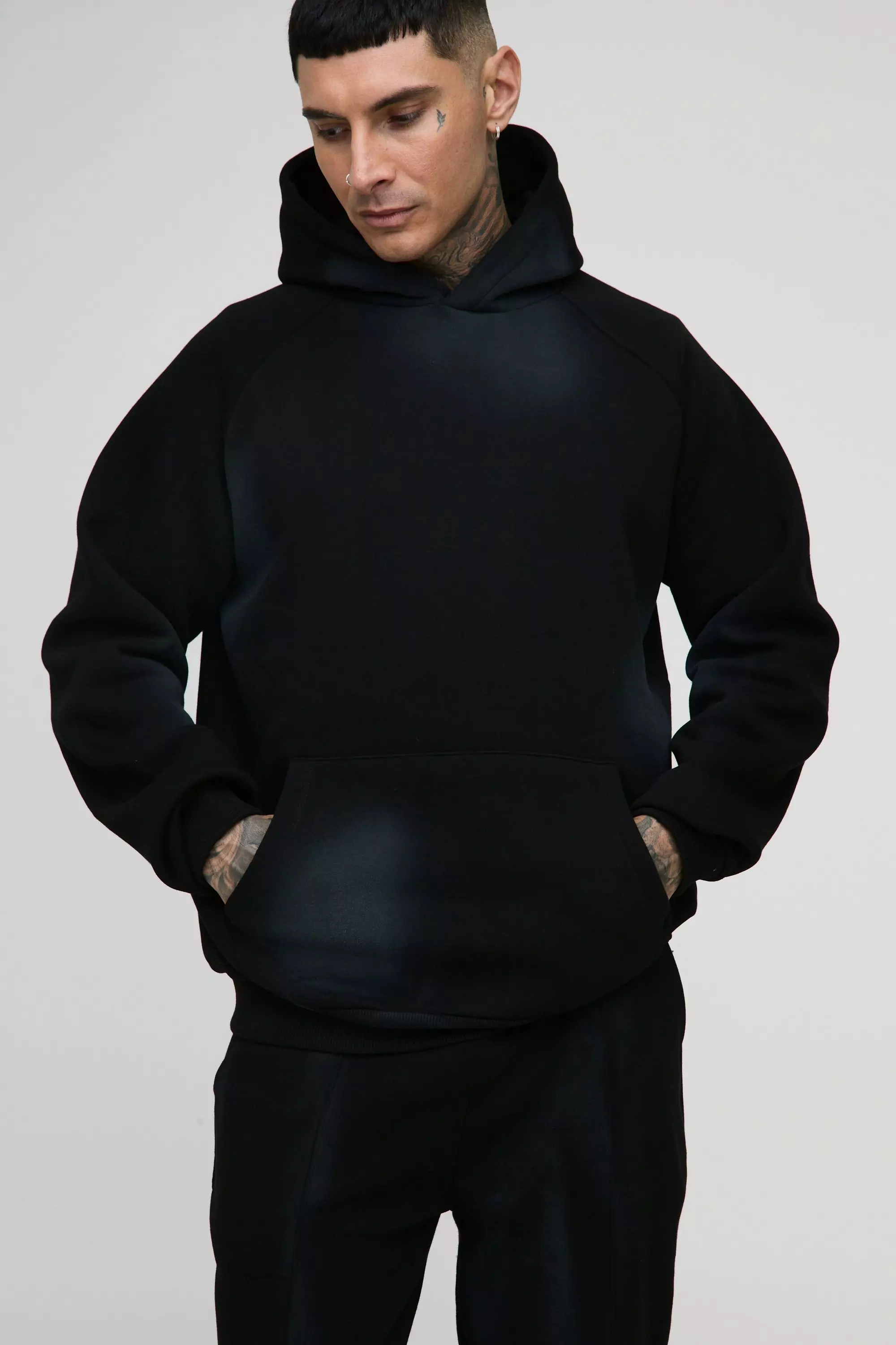 Tall - Survêtement oversize délavé à manches raglan, Black autre image