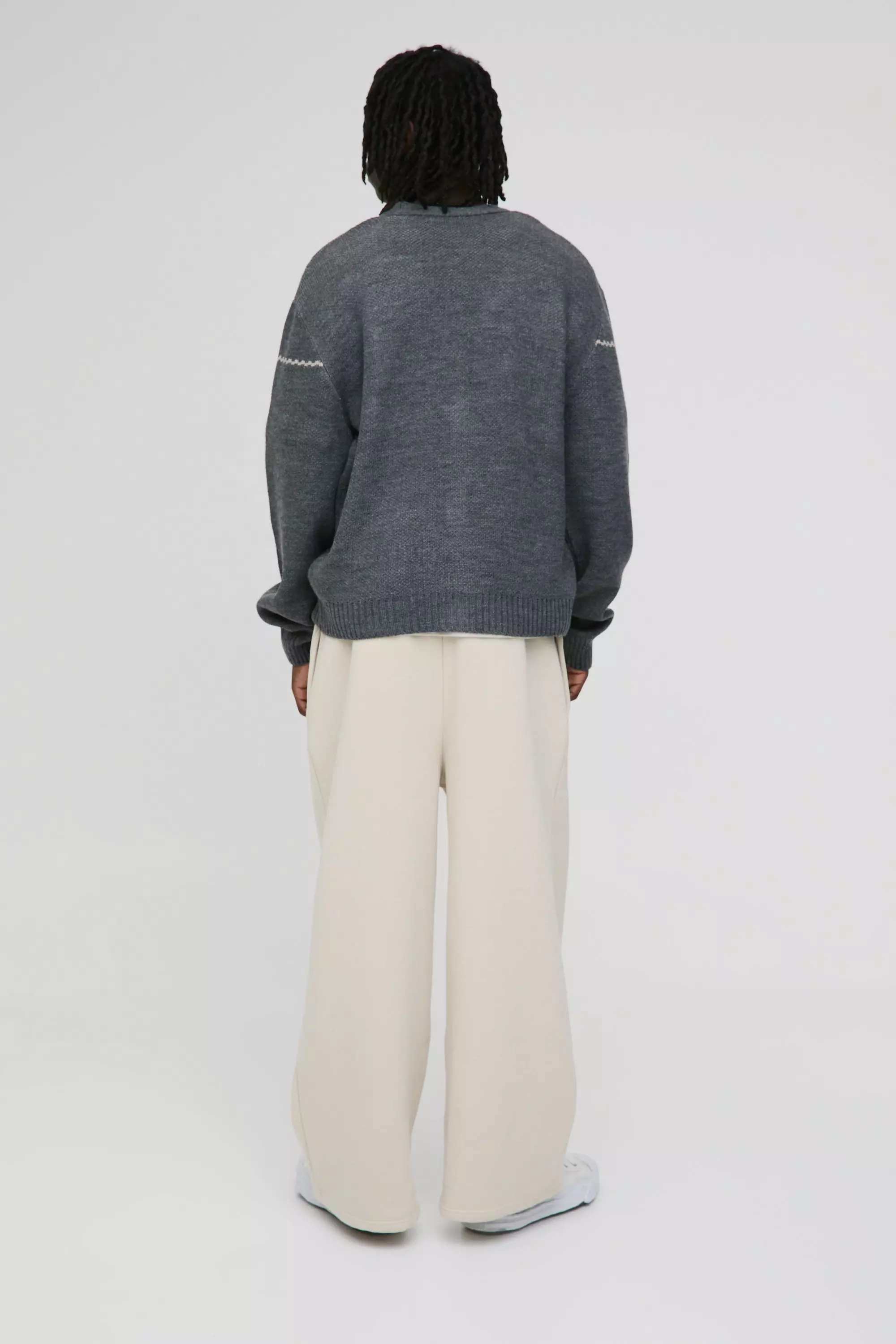 Cardigan Squadrato In Maglia, Charcoal immagine alternativa