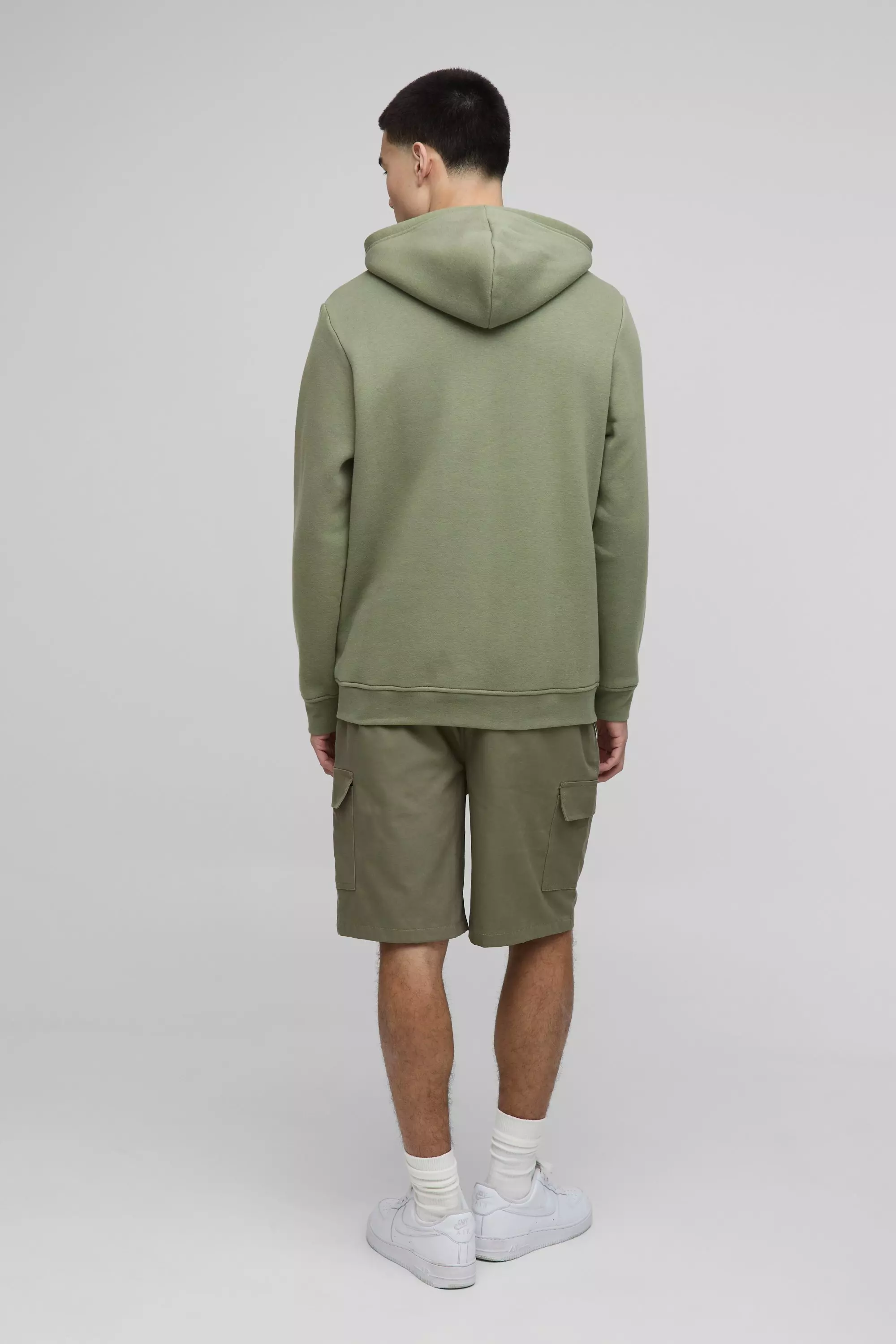 Short cargo large mi-long surteint en toile, Sage autre image