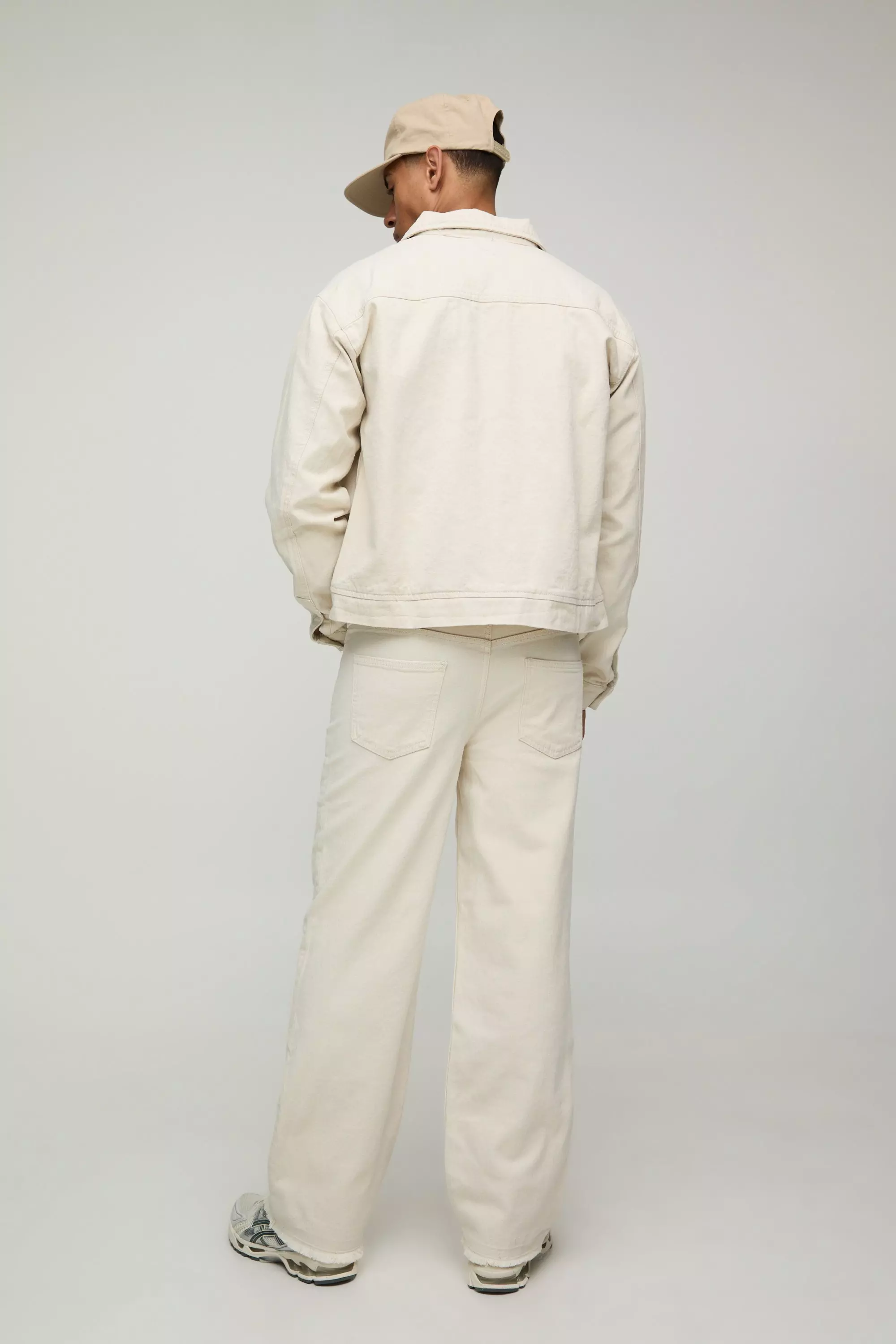 Relaxed Herringbone Twill Carpenter Trousers | boohooMAN USA