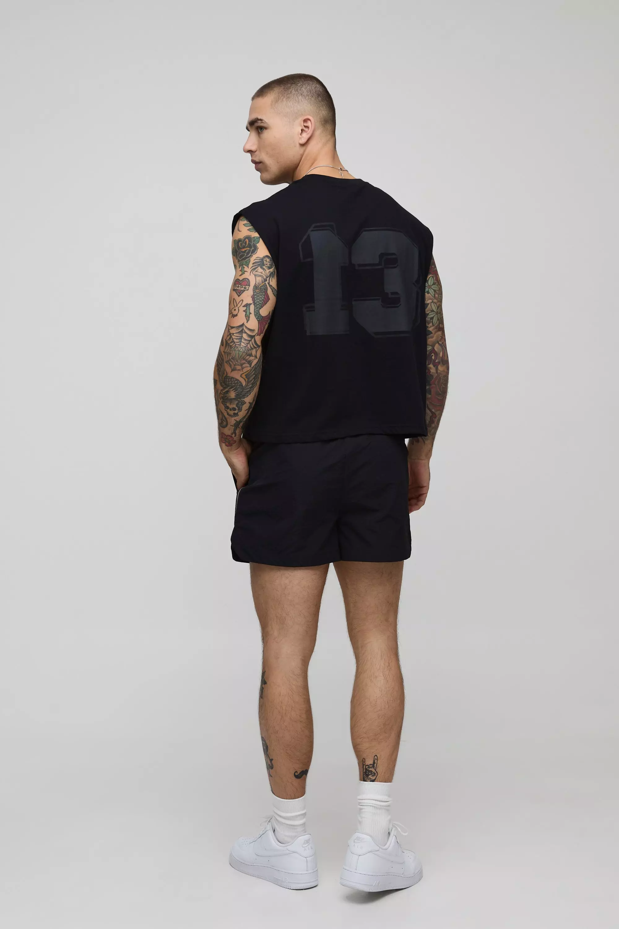 Short de combat imprimé en nylon, Black autre image