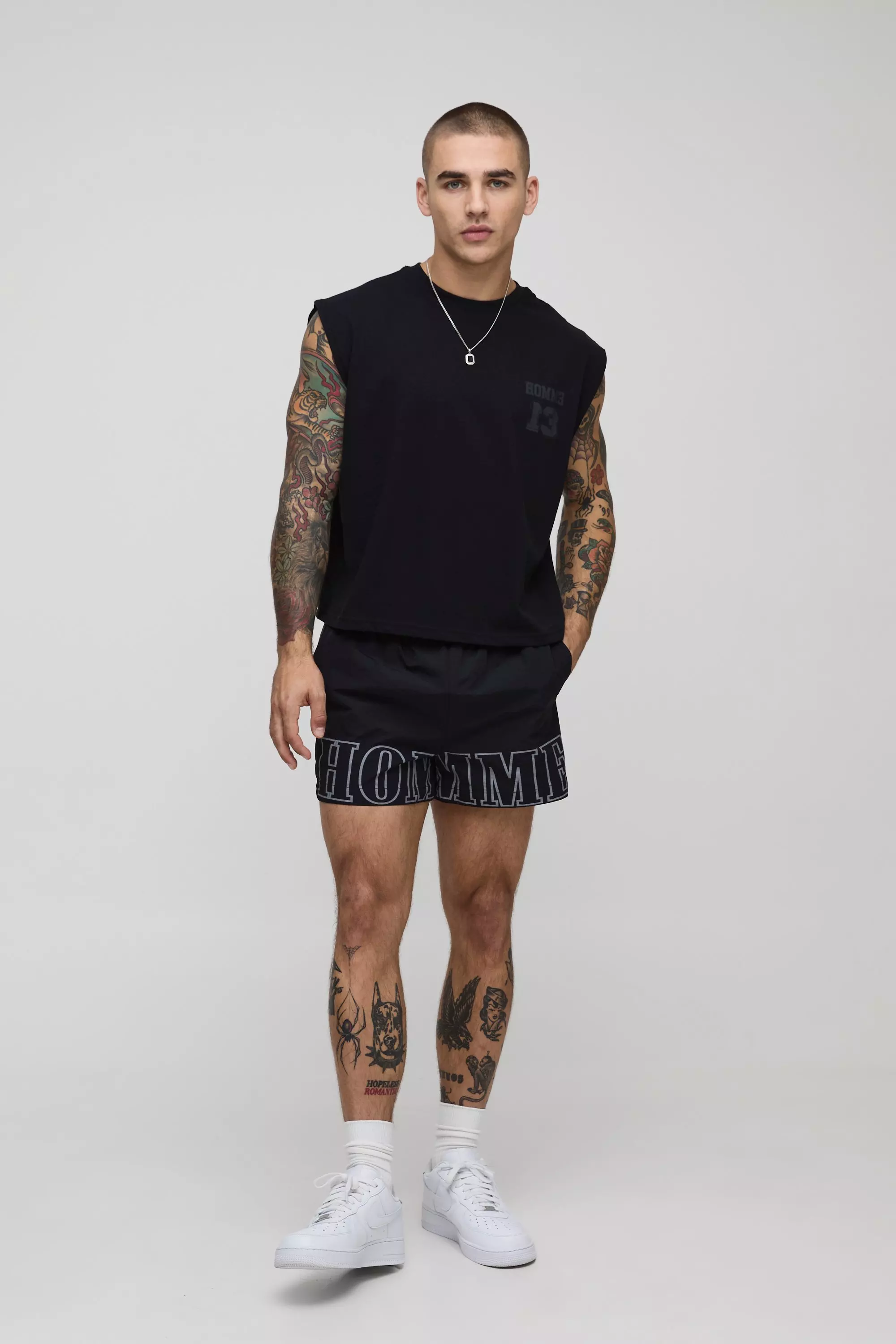 Short de combat imprimé en nylon, Black autre image