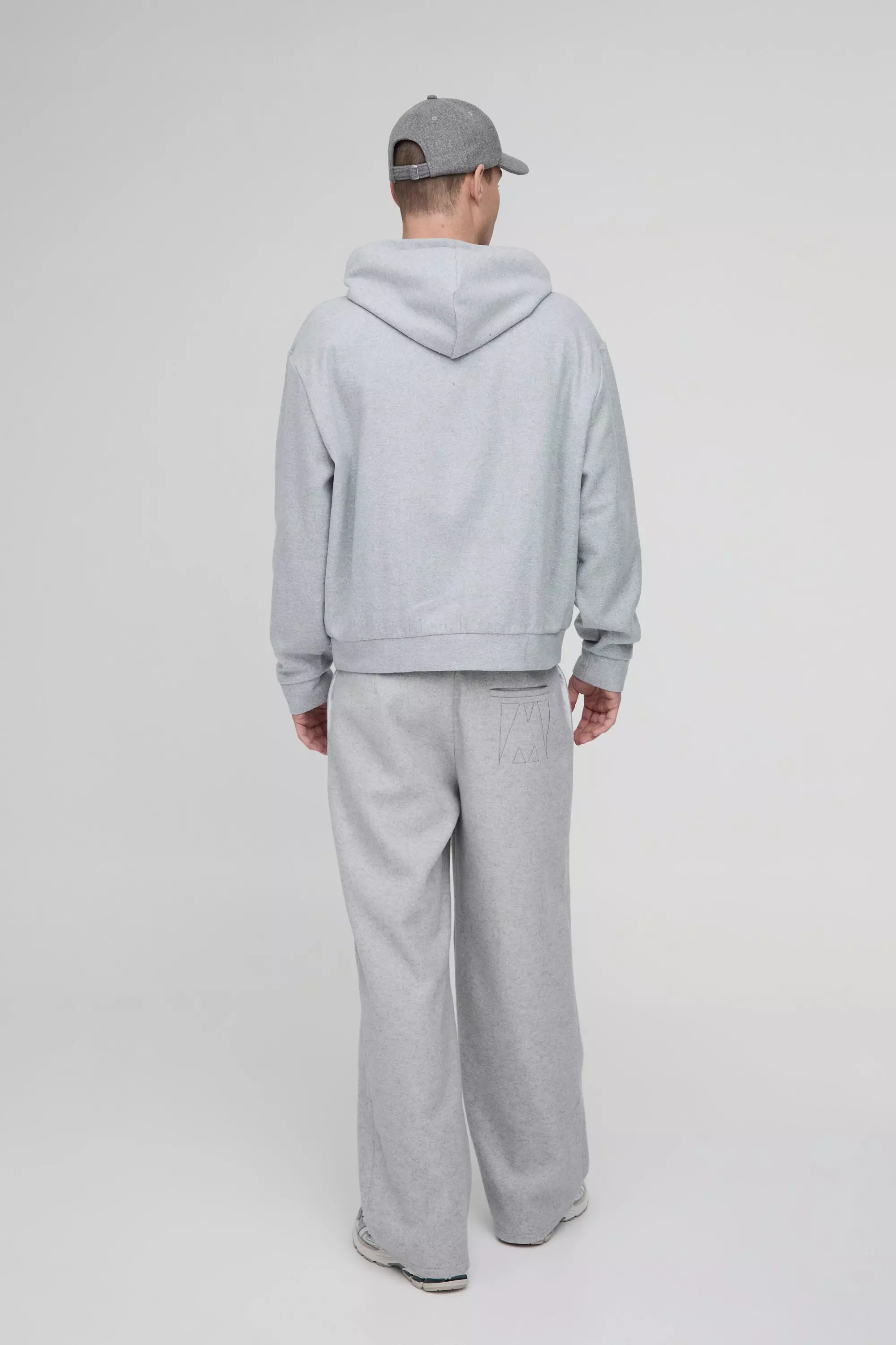 Light grey Nepwollen Boxy Hoodie alternatieve afbeelding