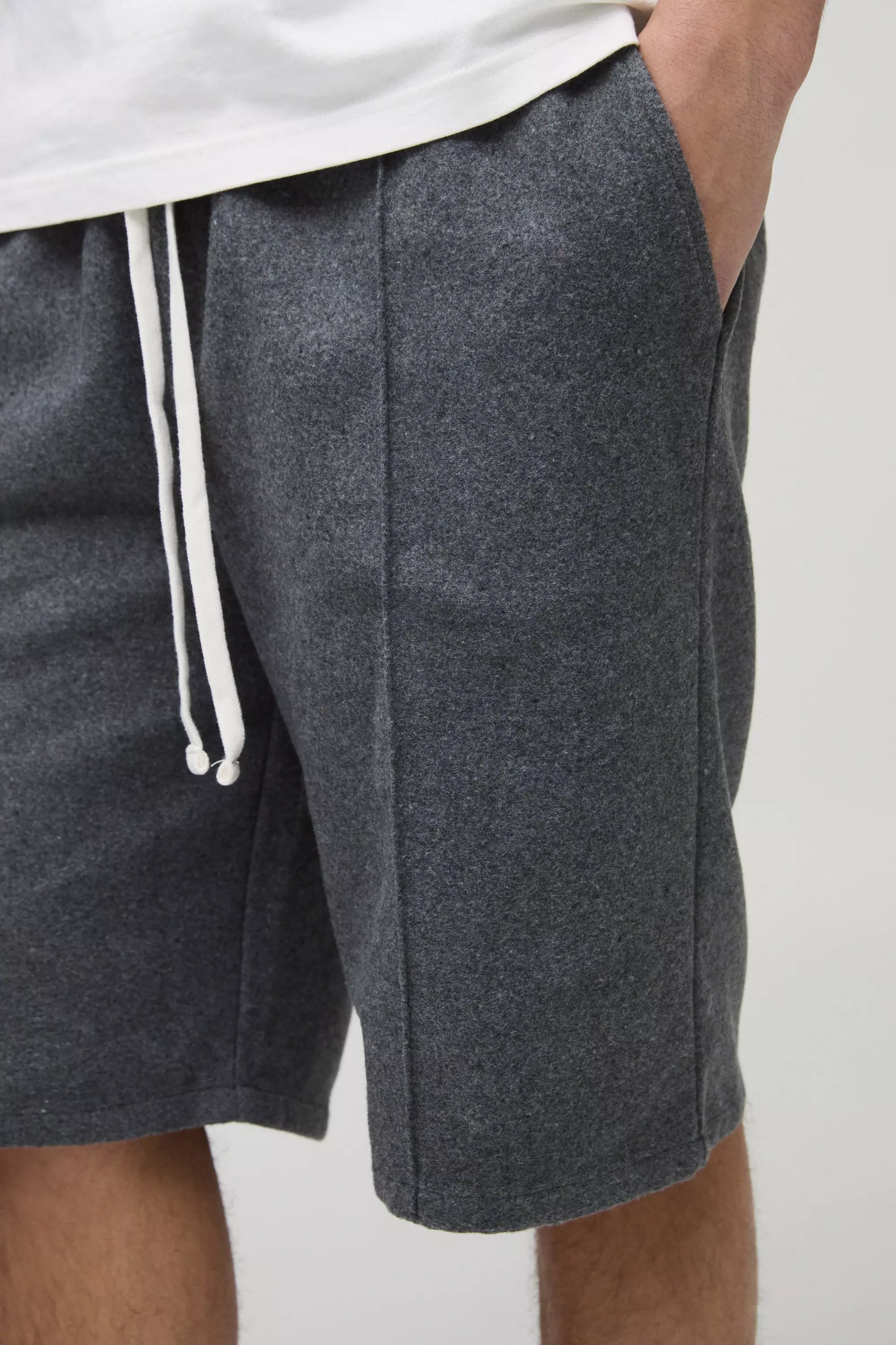 Short long effet laine à taille élastiquée, Charcoal autre image