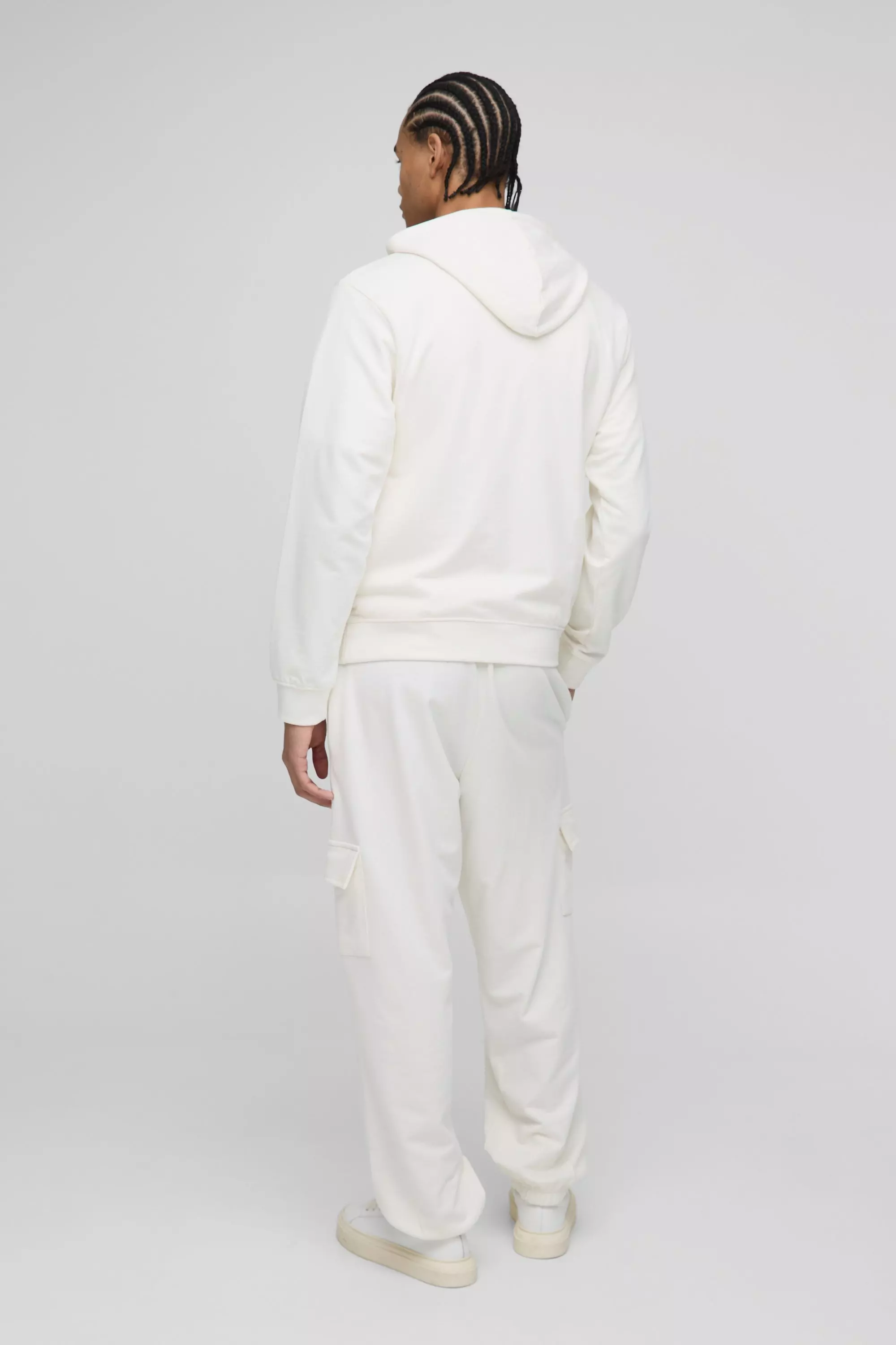 Ecru 260GSM Loopback Basic Baggy Fit Cargo Sweatpants alternative image