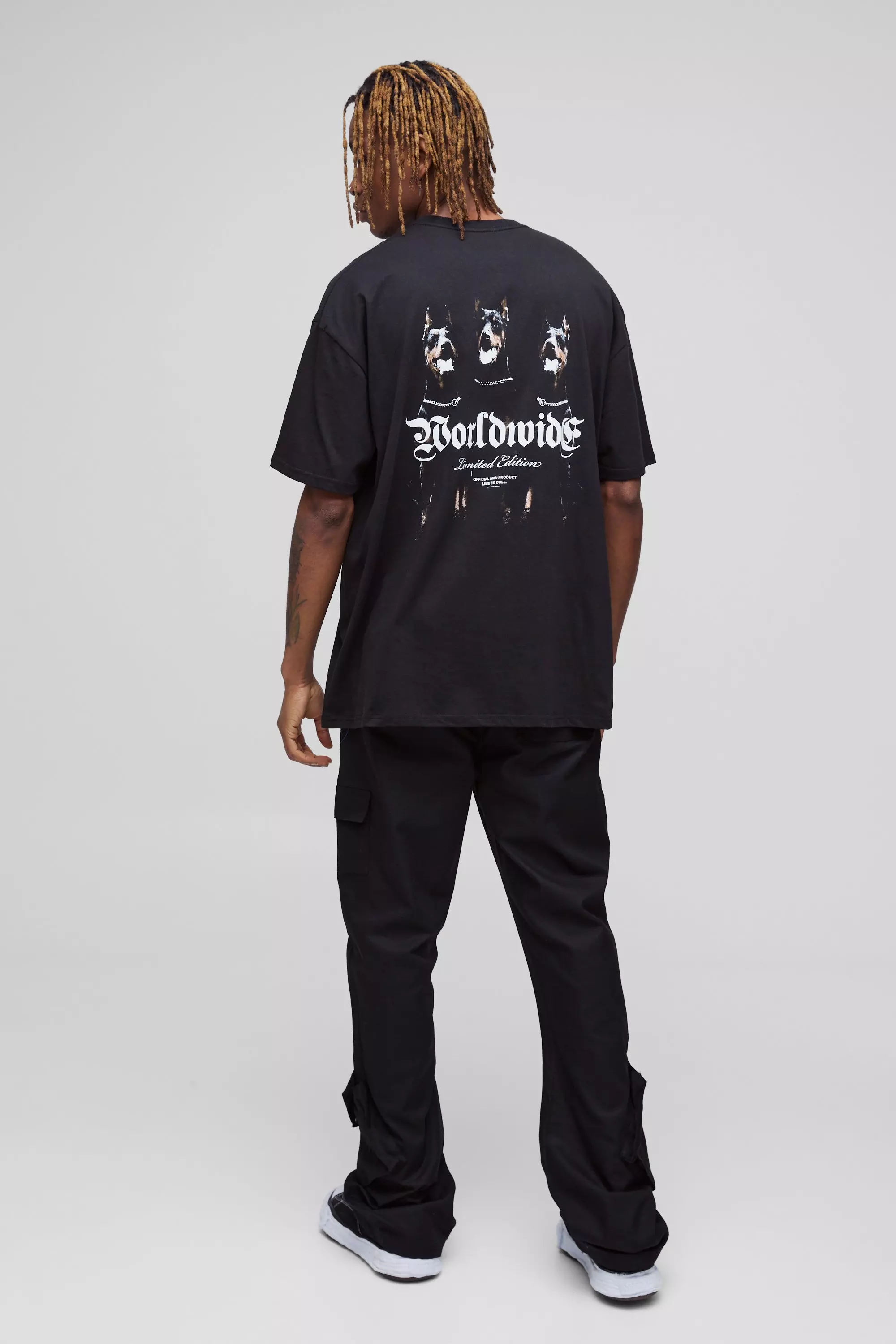 Black Tall Oversized Worldwide Dog Graphic T-shirt alternative image