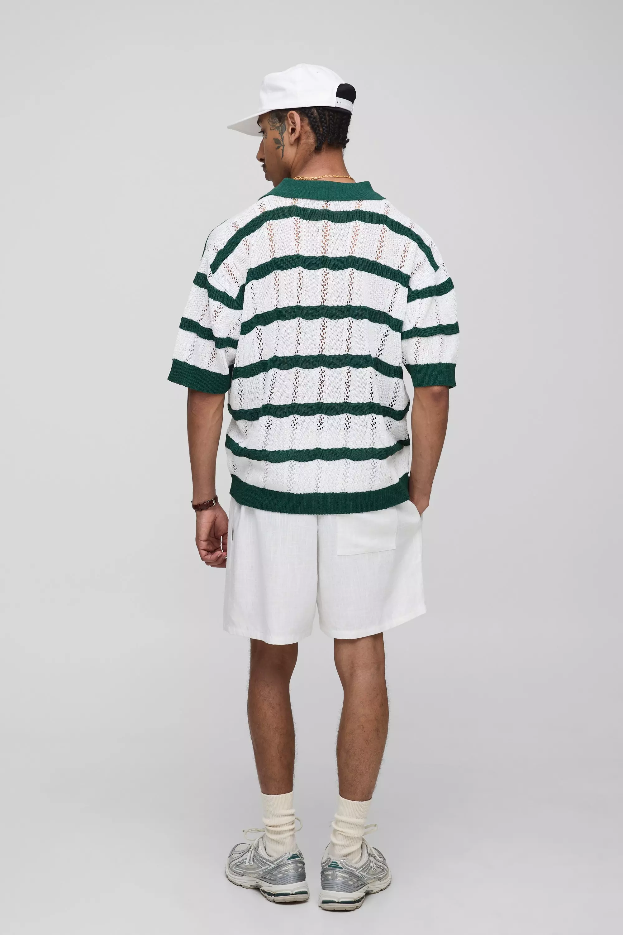 Half & Half Waistband Relaxed Fit Linen Blend Shorts | boohooMAN USA