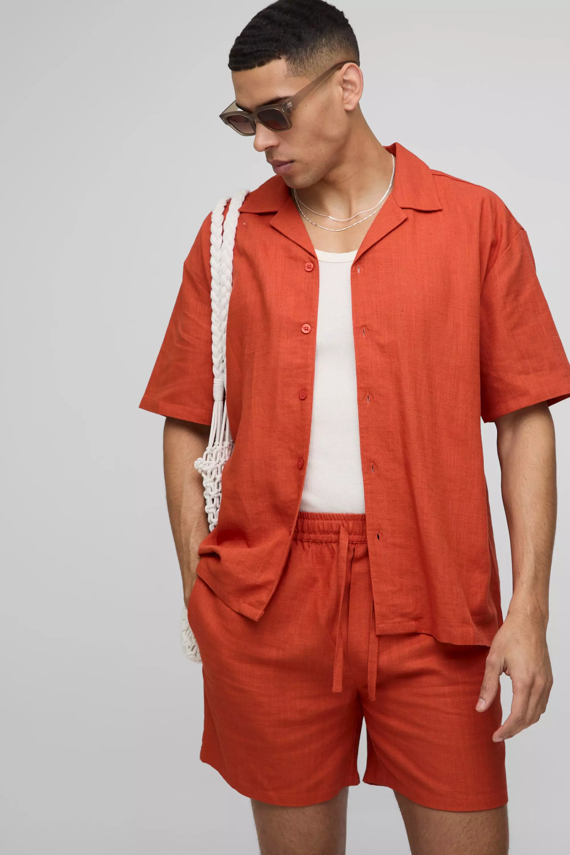 Oversized Linen Blend Shirt | boohooMAN USA