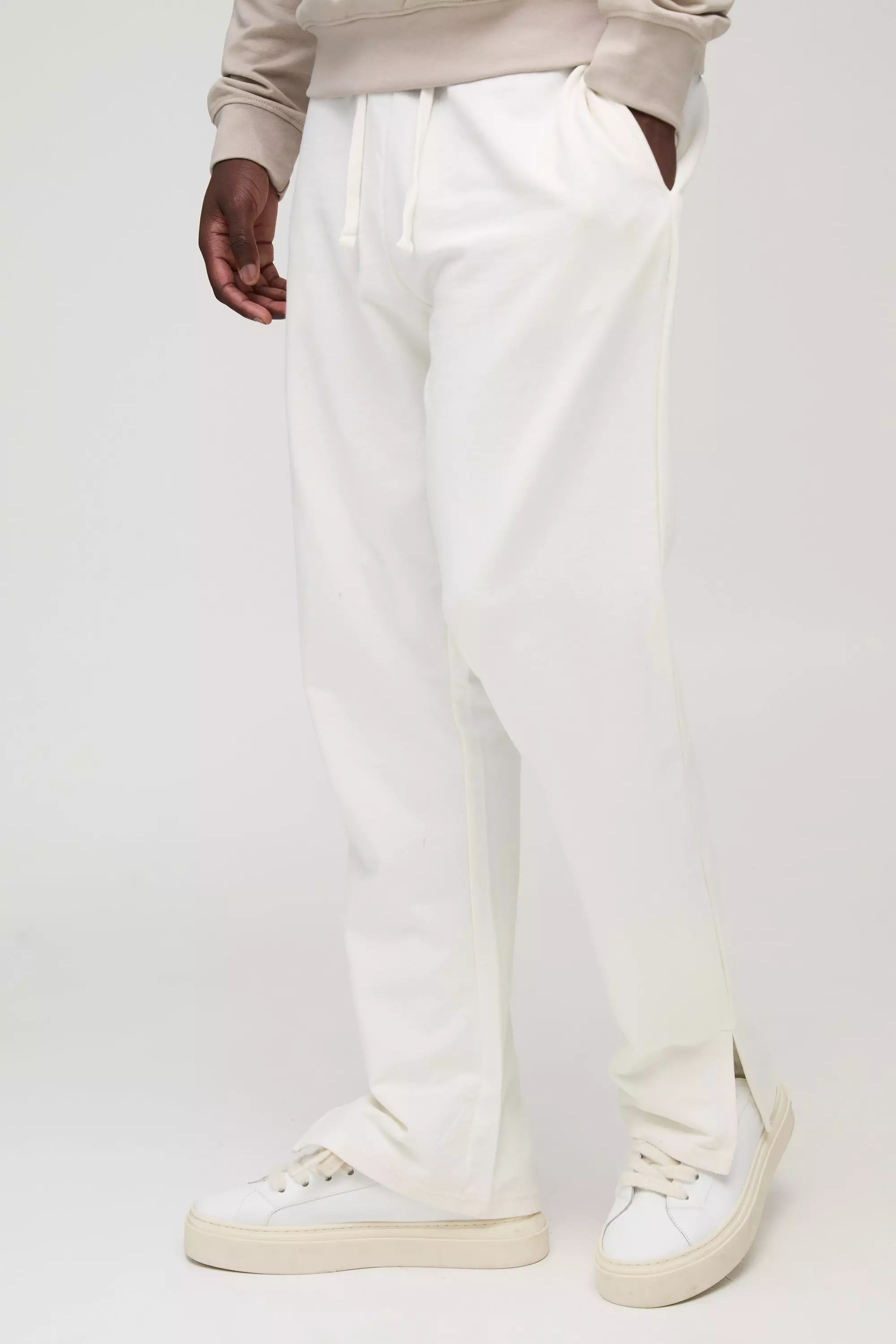 Ecru 260GSM Loopback Basic Regular Fit Split Hem Sweatpants alternative image