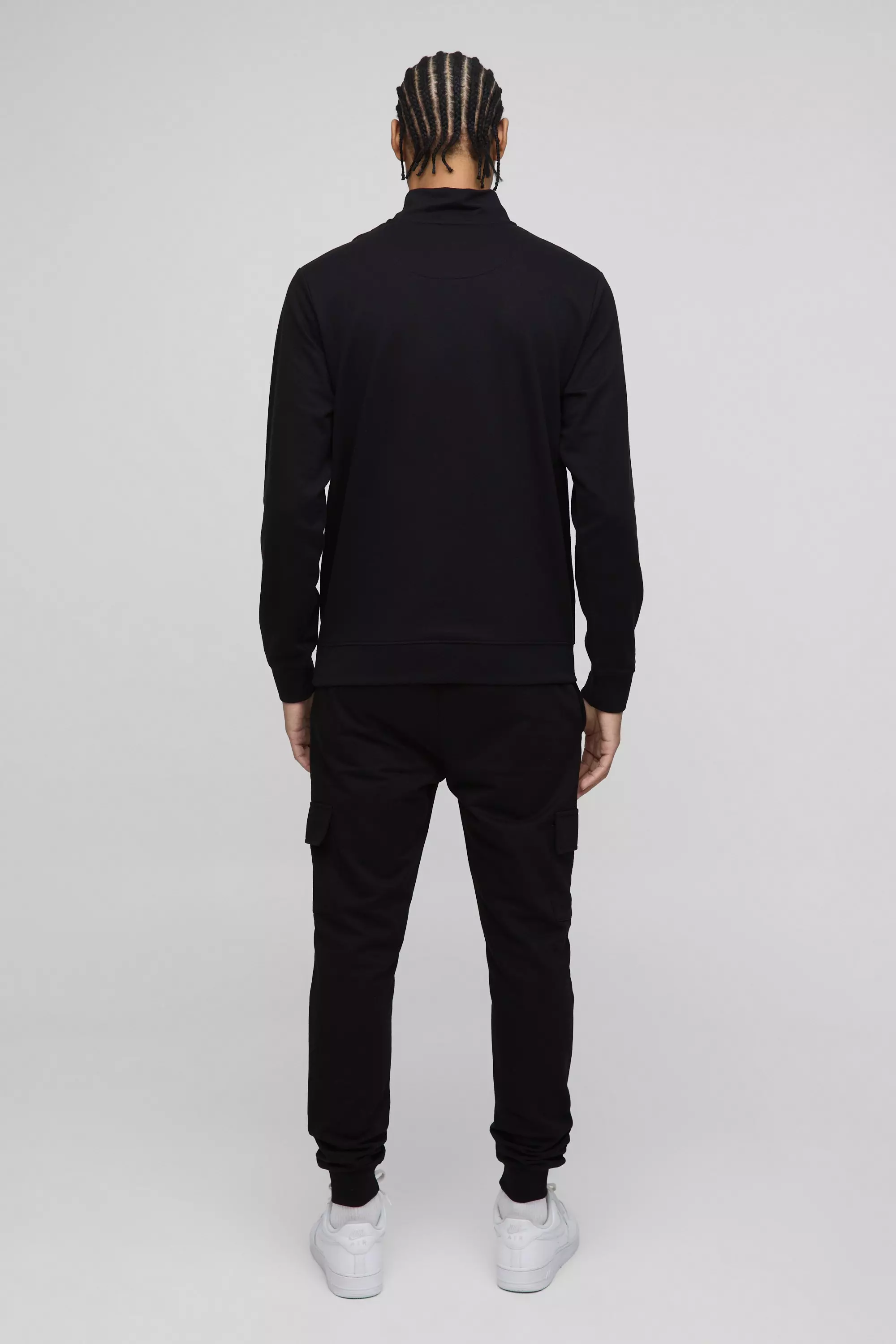 Black 260GSM Loopback Basic Skinny Fit Cargo Sweatpants alternative image