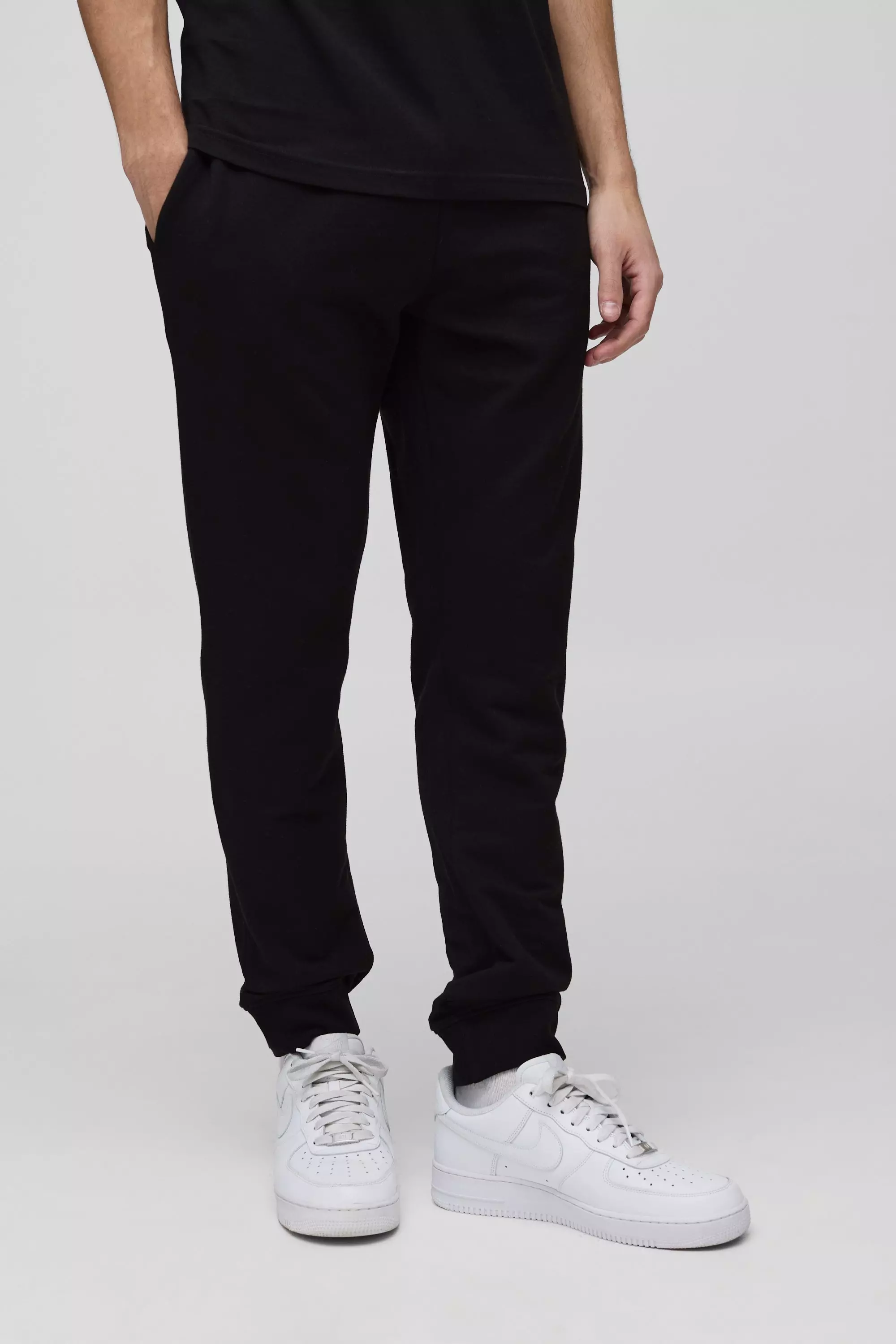 Black 260GSM Loopback Basic Slim Fit Sweatpants alternative image
