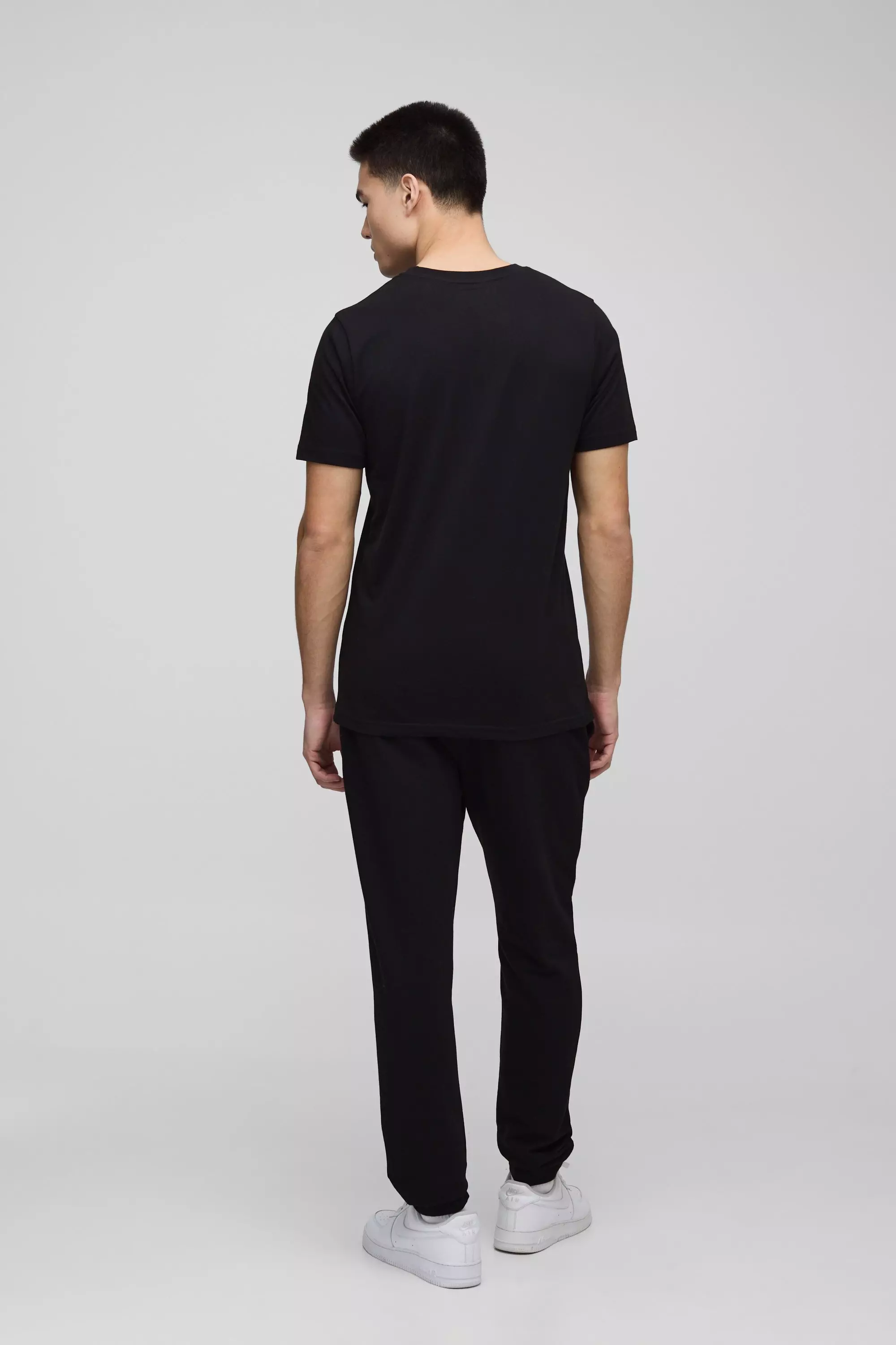 Black 260GSM Loopback Basic Slim Fit Sweatpants alternative image
