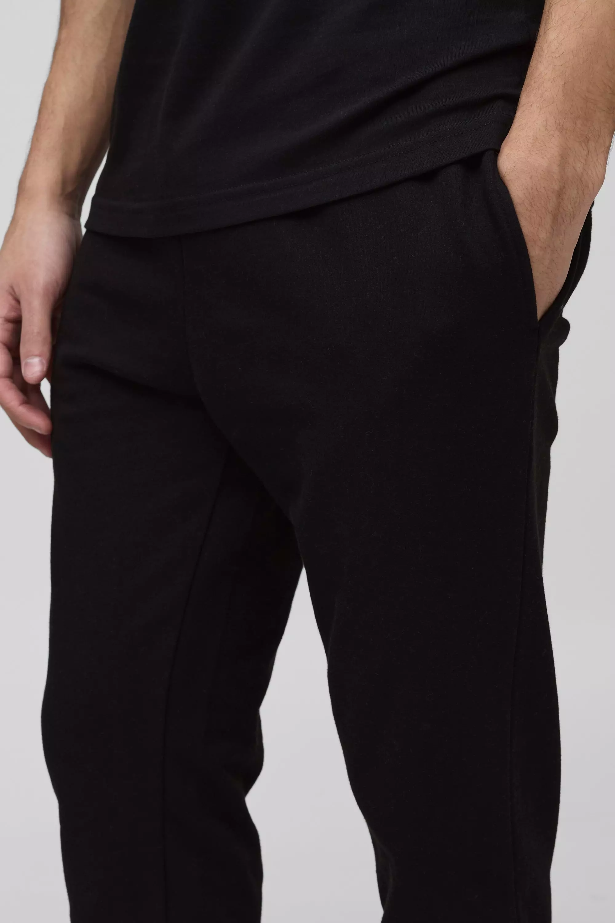 Black 260GSM Loopback Basic Slim Fit Sweatpants alternative image